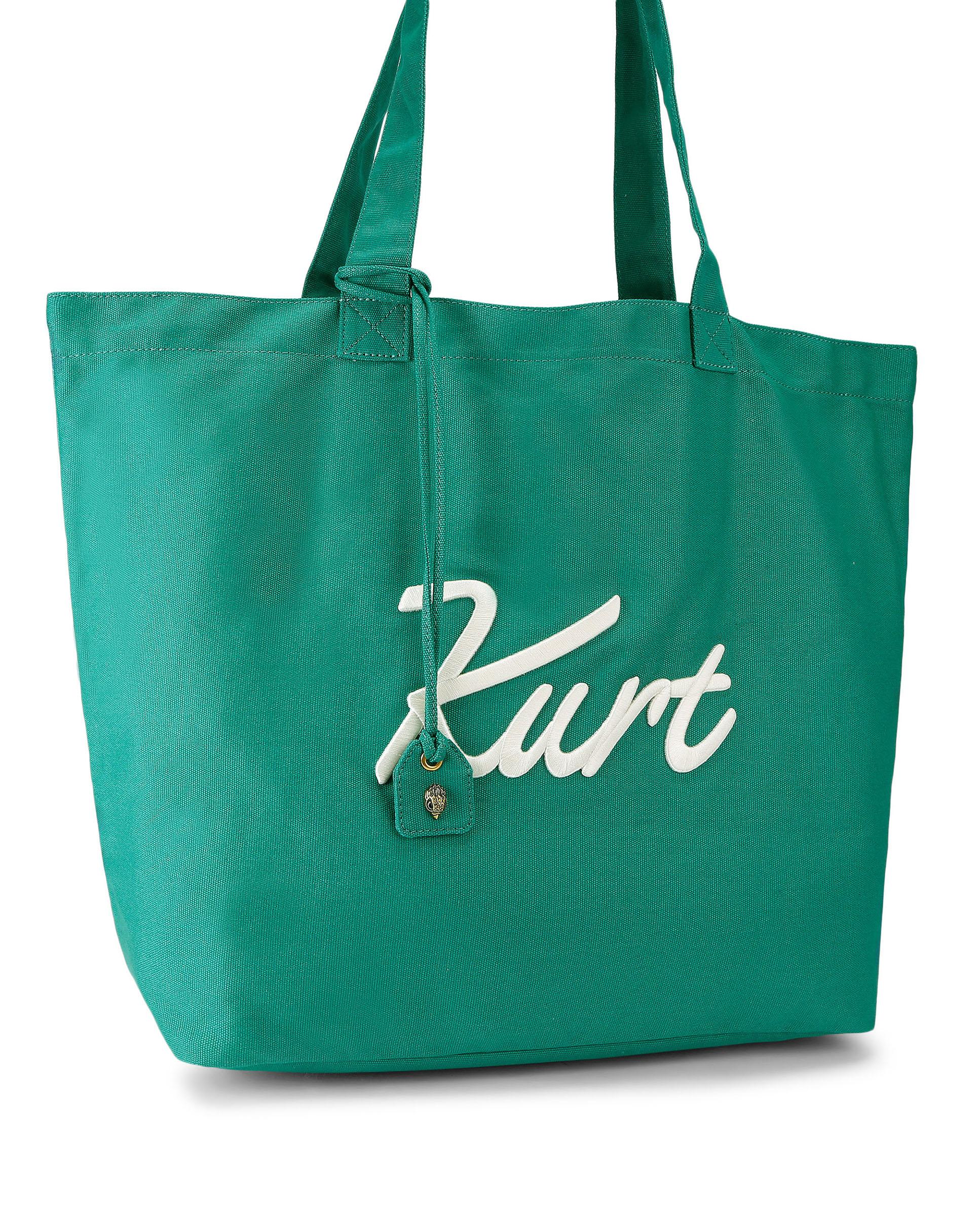 Bolsa shopper de mujer con doble asa y logo - Kurt Geiger - Verde Verde-2