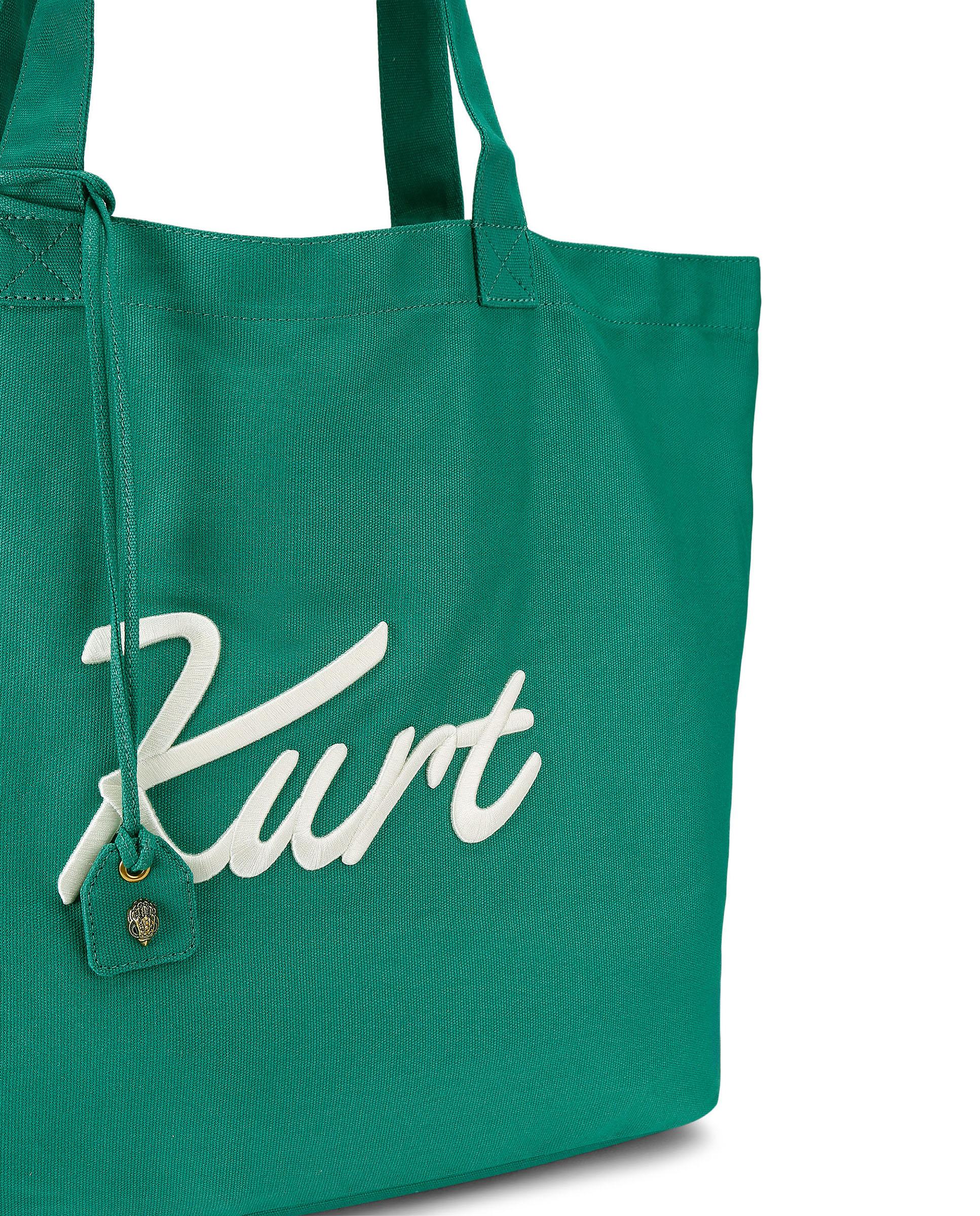 Bolsa shopper de mujer con doble asa y logo - Kurt Geiger - Verde Verde-4