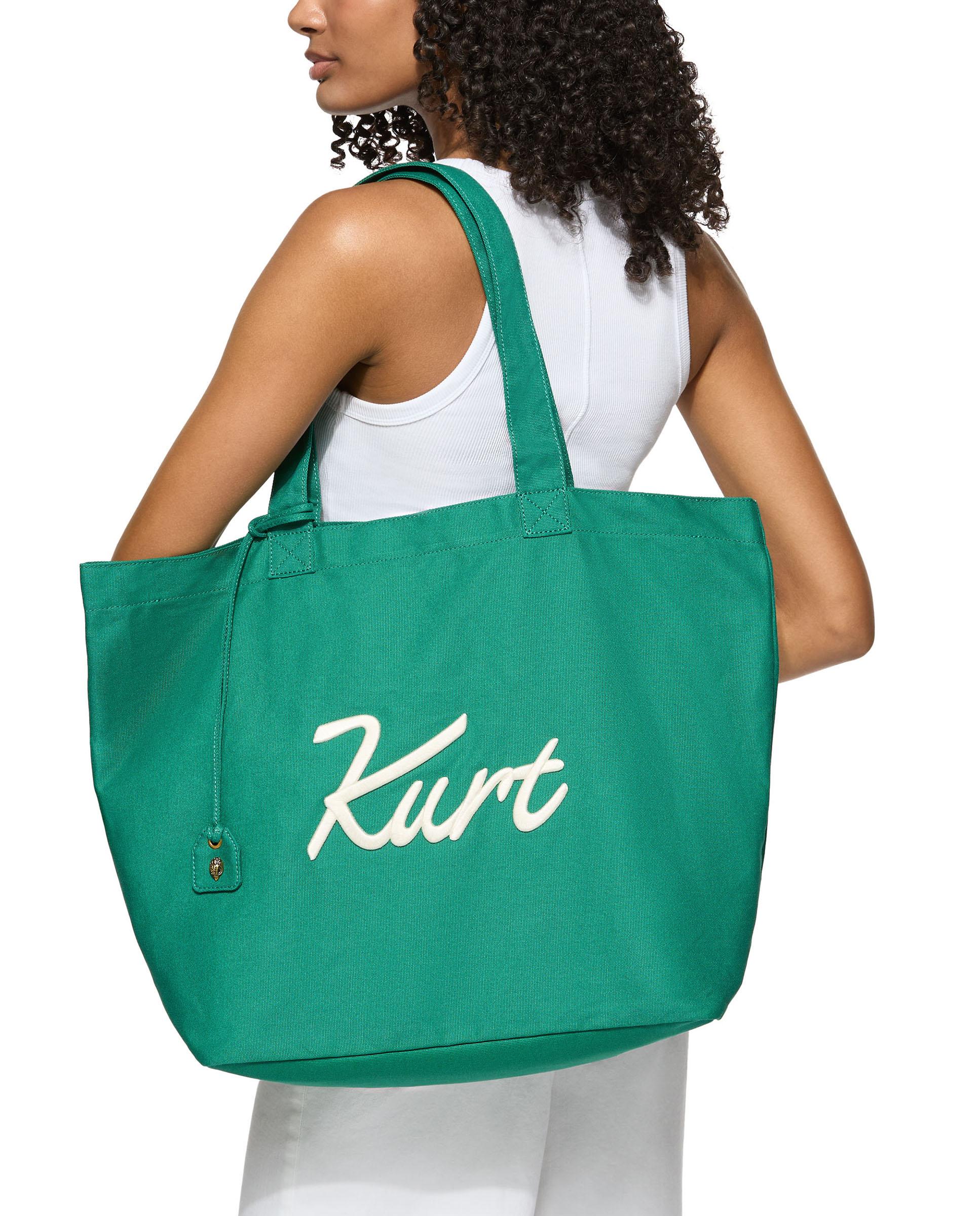 Bolsa shopper de mujer con doble asa y logo - Kurt Geiger - Verde Verde-6