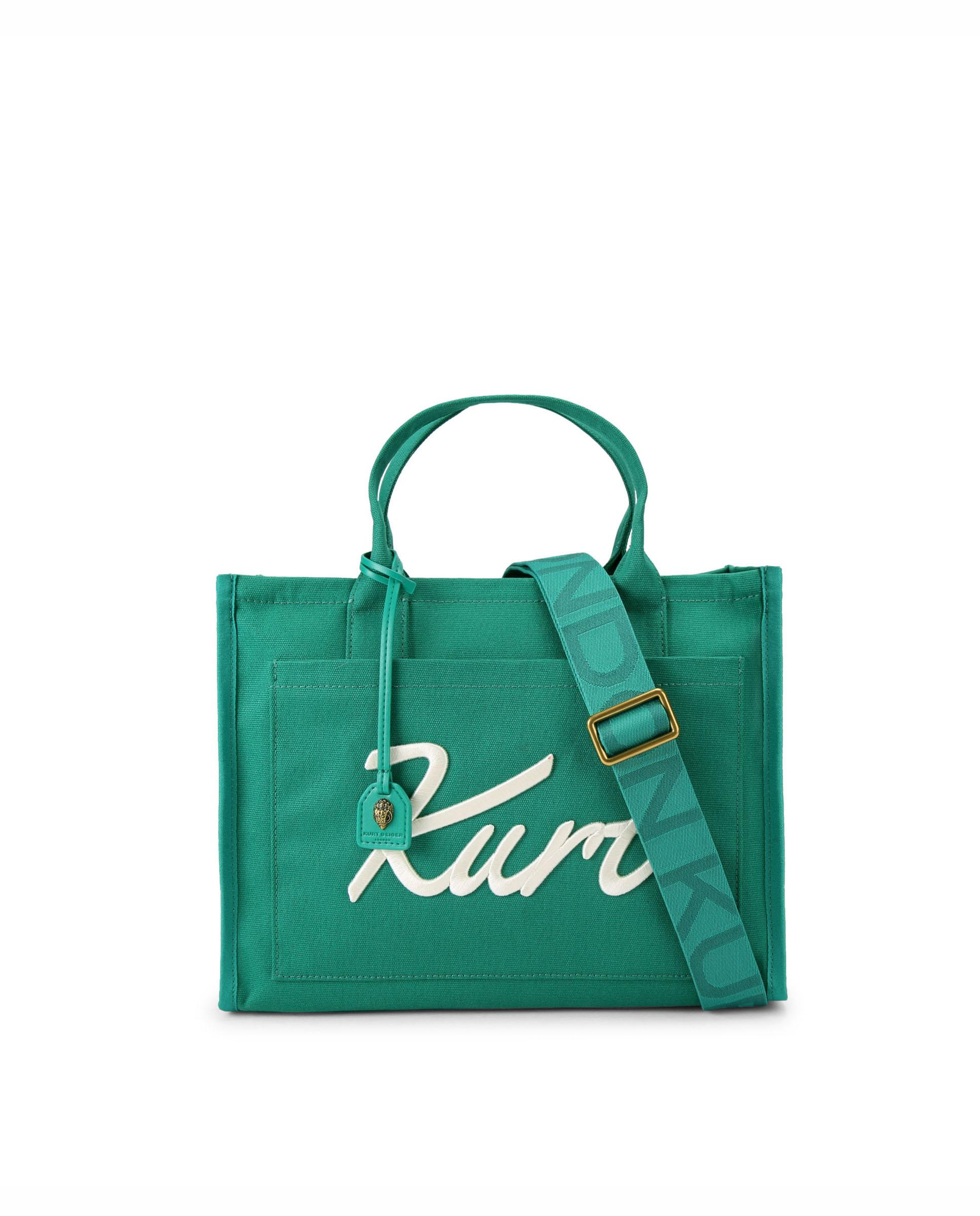 Bolso tote de mujer con doble asa y logo - Kurt Geiger - Verde Verde-1