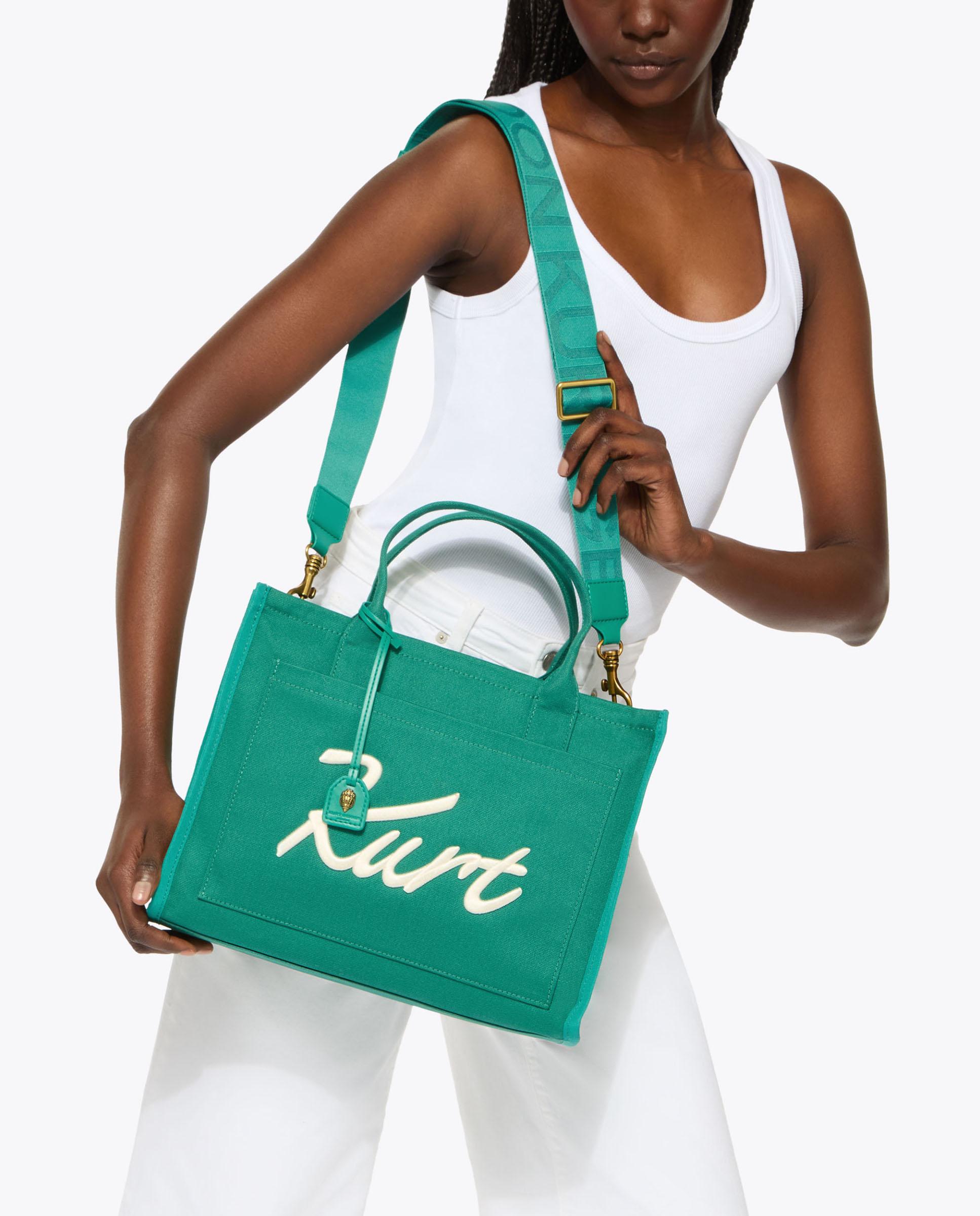 Bolso tote de mujer con doble asa y logo - Kurt Geiger - Verde Verde-6