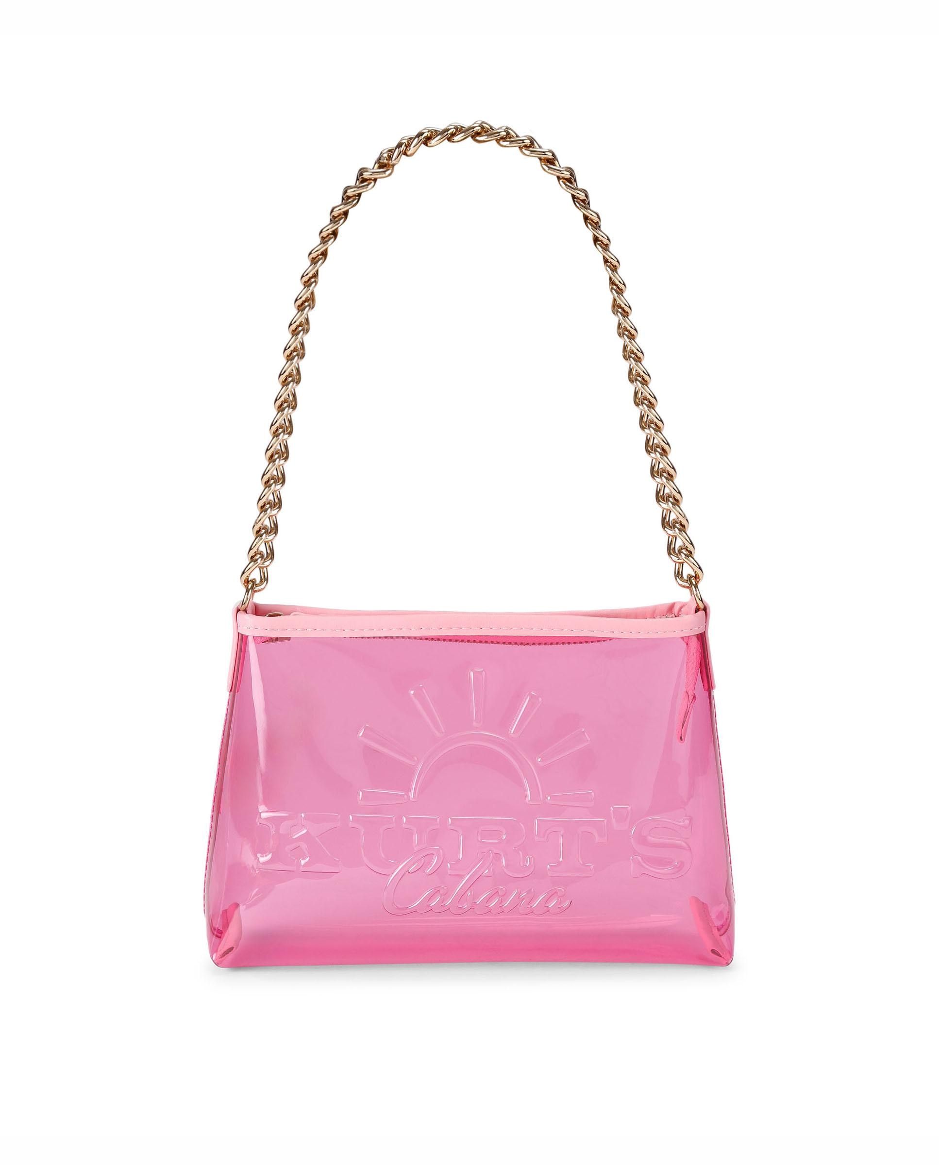 Bolso pequeño de mujer tipo pochette de vinilo con cierre de cremallera - Kurt Geiger - Rosa Rosa-1