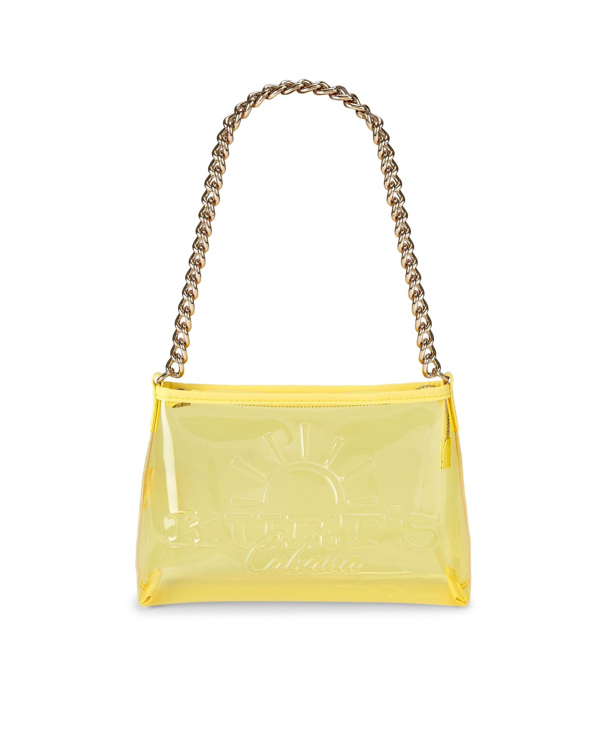 Bolso pequeño de mujer tipo pochette de vinilo con cierre de cremallera - Kurt Geiger - Amarillo Amarillo-1