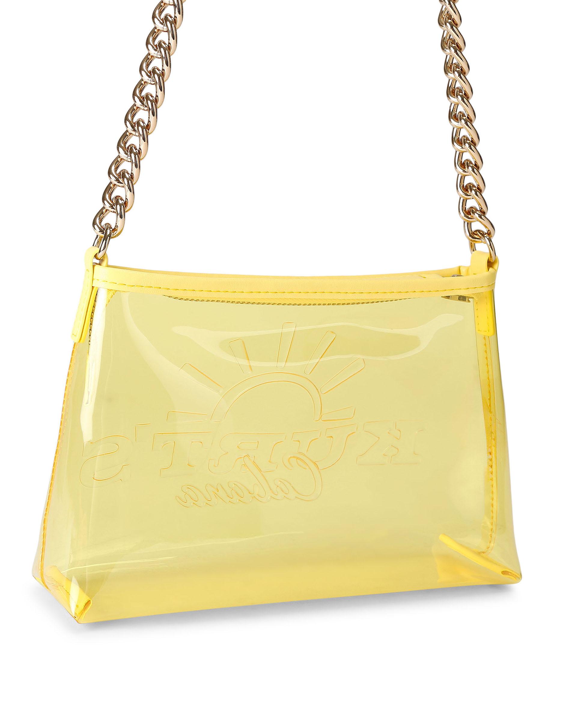 Bolso pequeño de mujer tipo pochette de vinilo con cierre de cremallera - Kurt Geiger - Amarillo Amarillo-3
