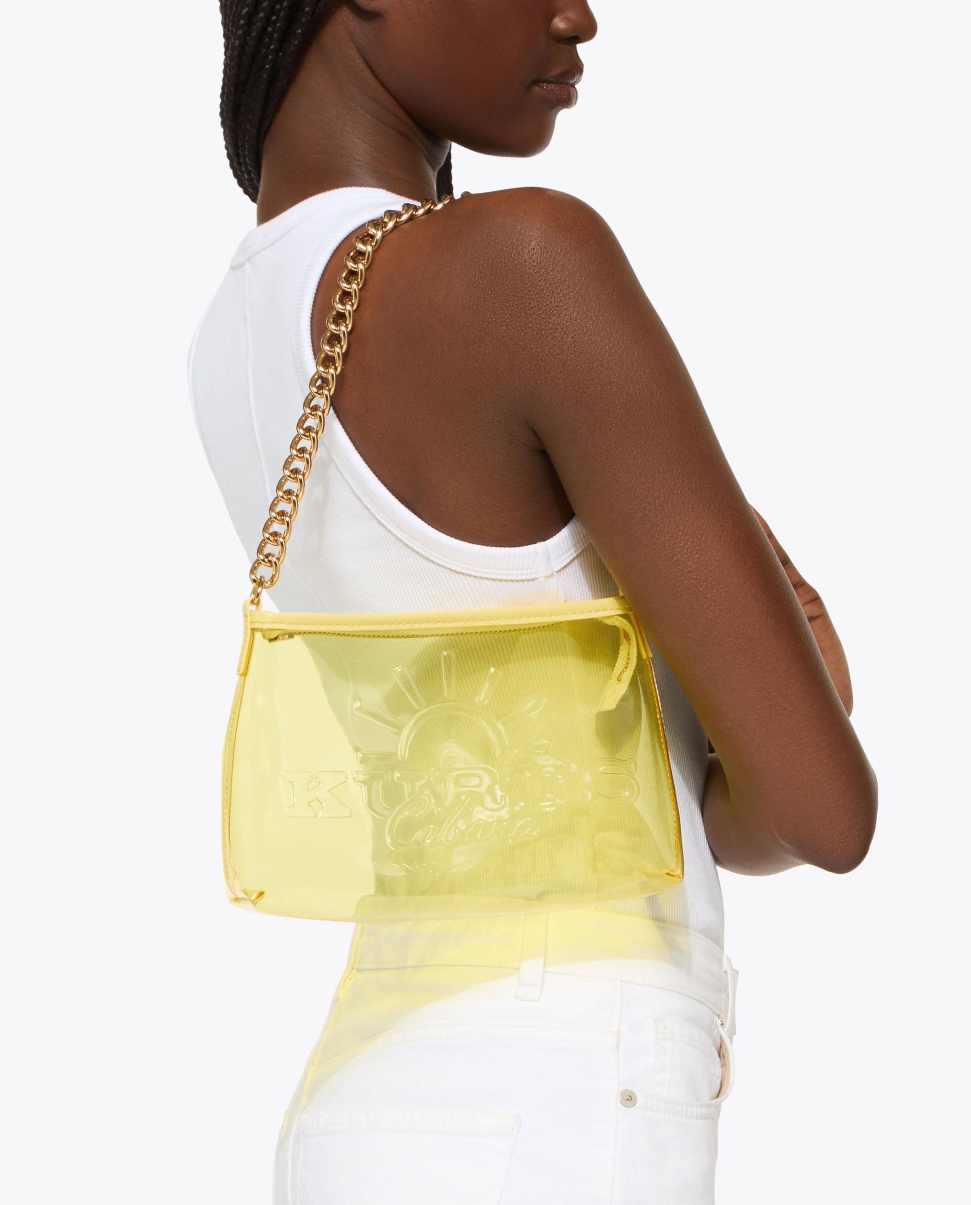 Bolso pequeño de mujer tipo pochette de vinilo con cierre de cremallera - Kurt Geiger - Amarillo Amarillo-6