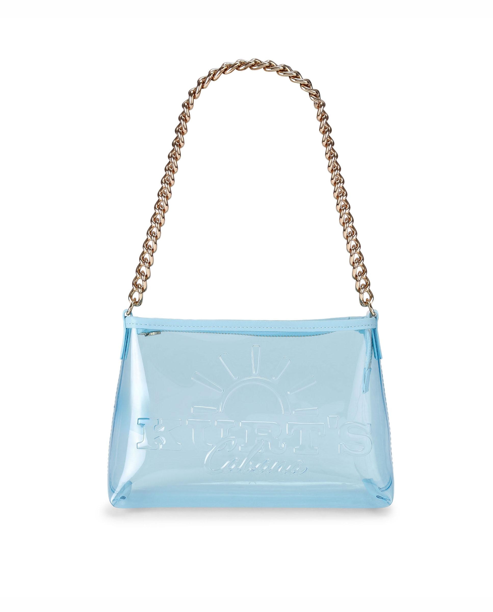 Bolso pequeño de mujer tipo pochette de vinilo con cierre de cremallera - Kurt Geiger - Azul Azul-1