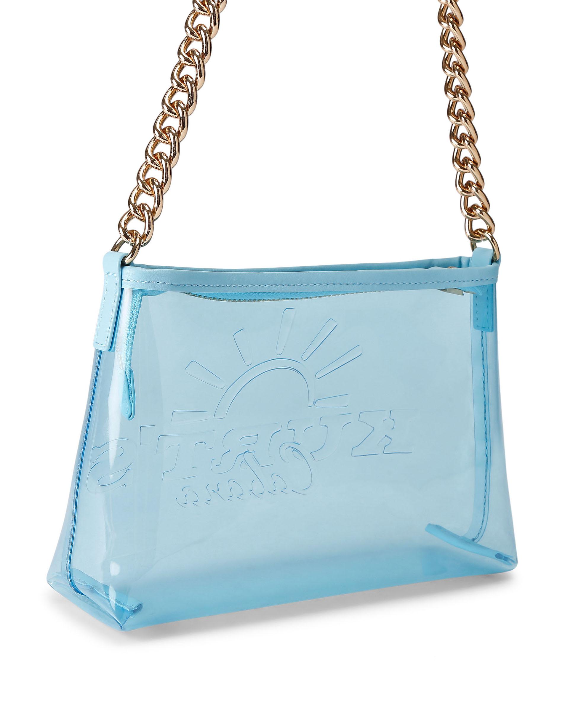 Bolso pequeño de mujer tipo pochette de vinilo con cierre de cremallera - Kurt Geiger - Azul Azul-3