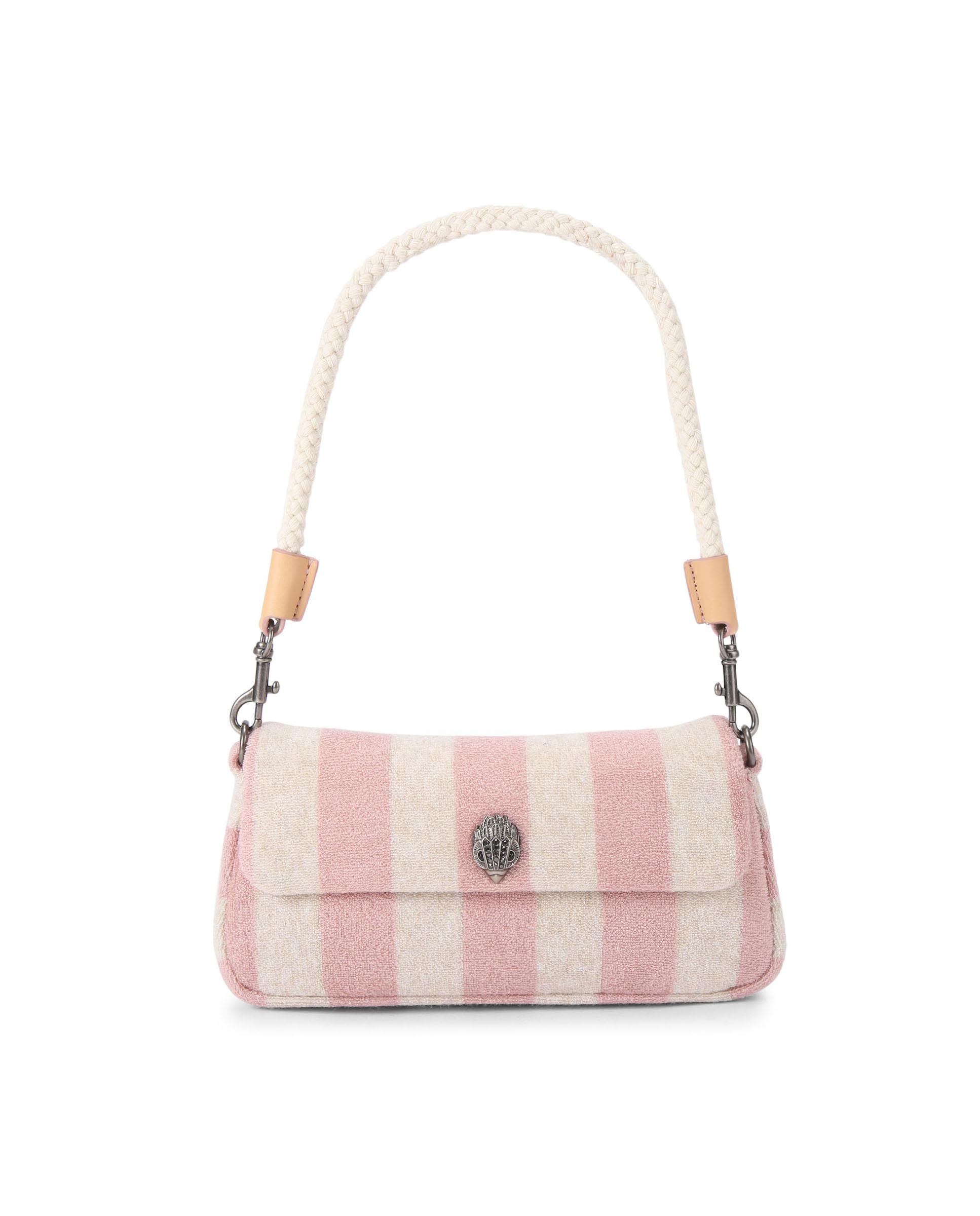 Bolso de hombro de mujer de rayas y detalle en solapa - Kurt Geiger - Rosa Rosa-1