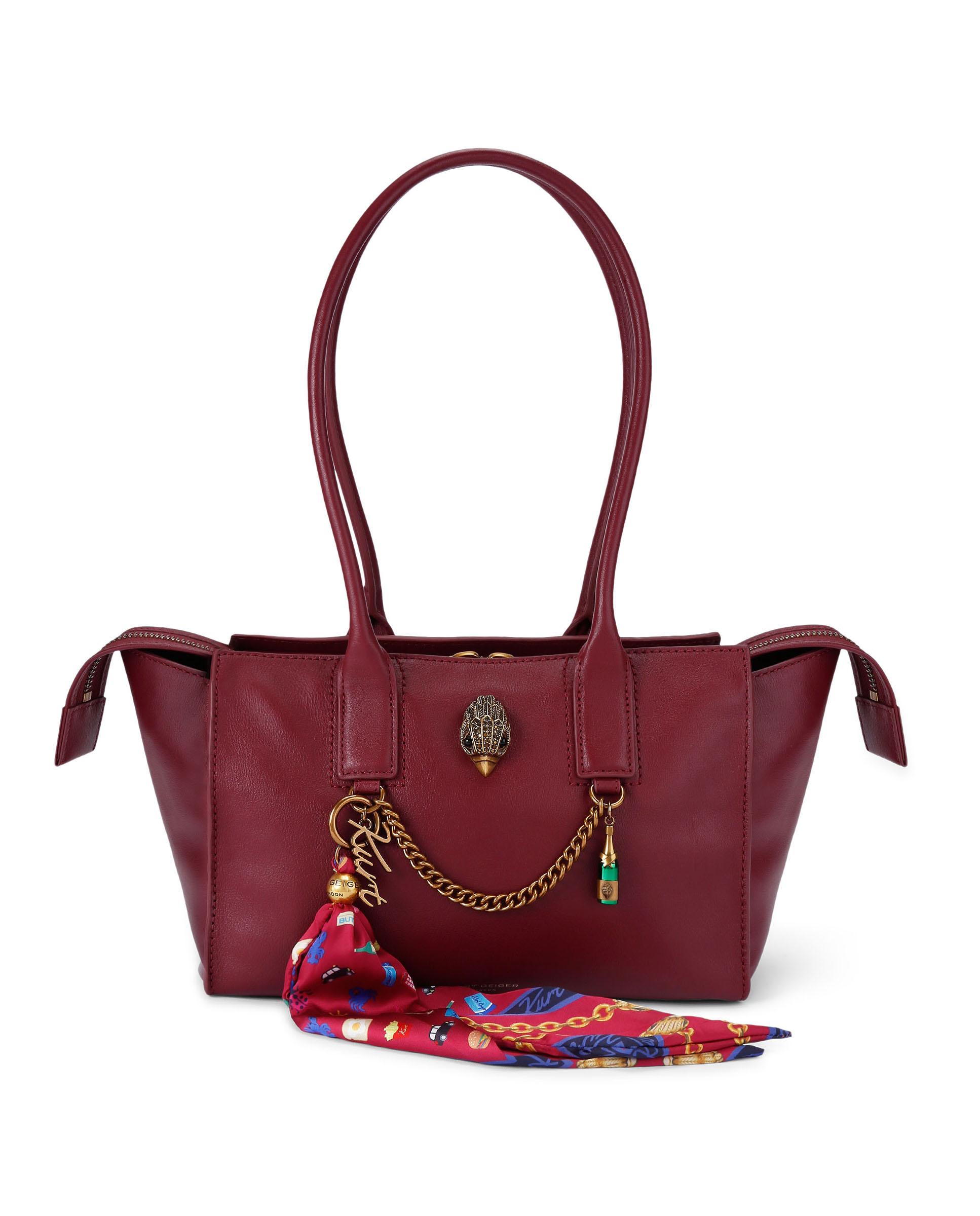 Bolso de hombro shopper de piel - Kurt Geiger - Granate Granate-1