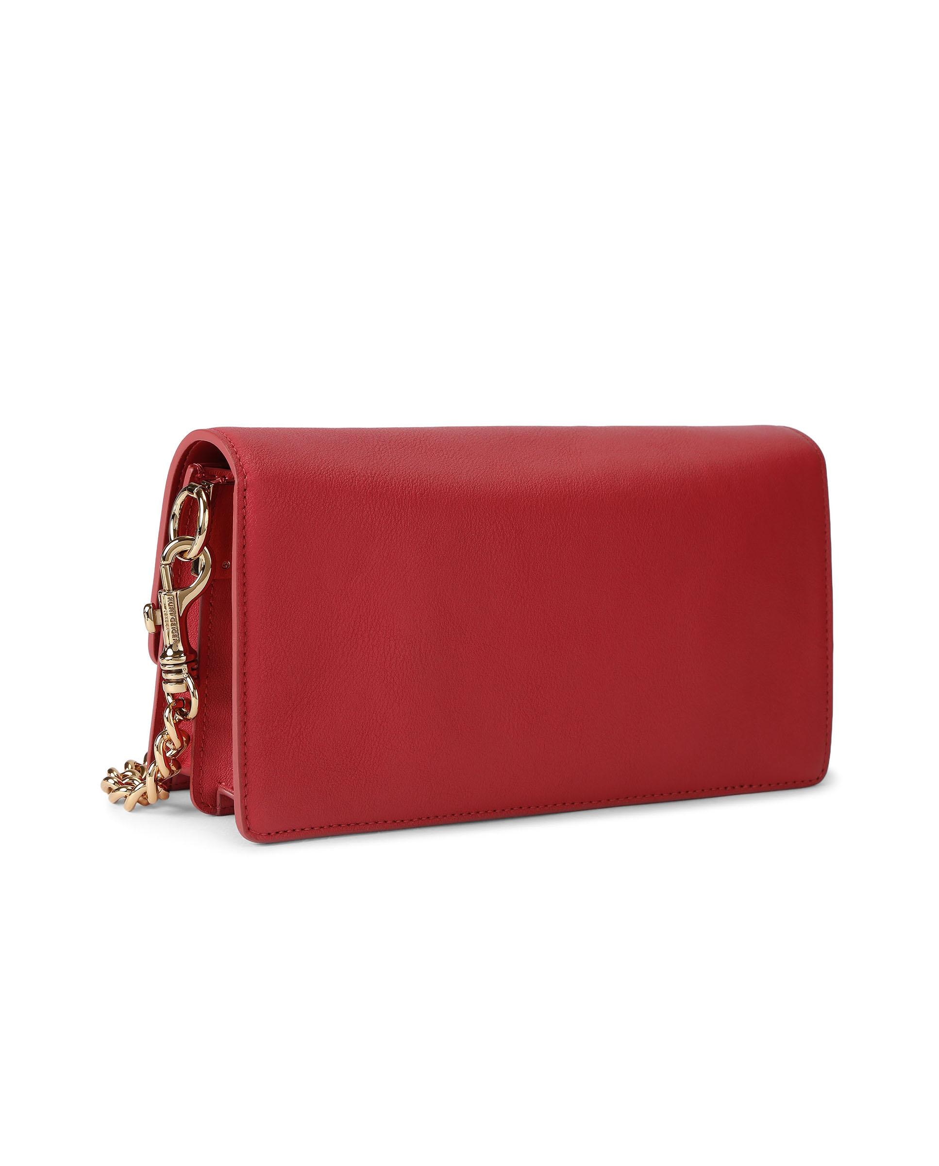 Bolso de hombro en piel con solapa decorada con cristales multicolor y detalles metálicos - Kurt Geiger - Rojo Rojo-2