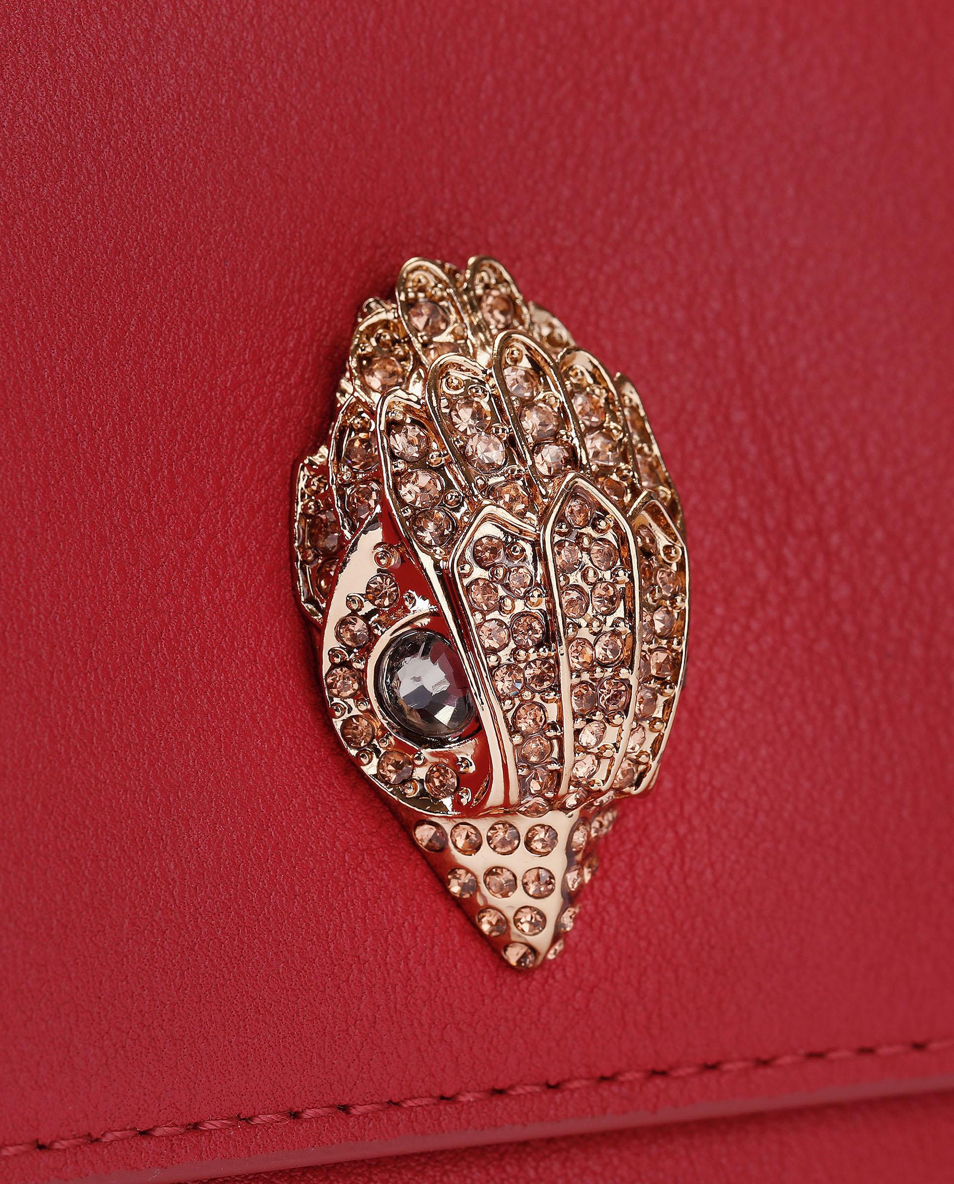 Bolso de hombro en piel con solapa decorada con cristales multicolor y detalles metálicos - Kurt Geiger - Rojo Rojo-4