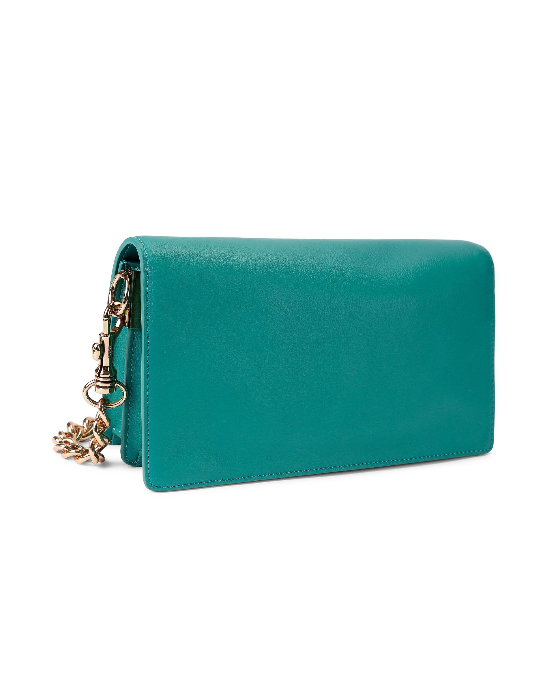 Bolso de hombro en piel con solapa decorada con cristales multicolor y detalles metálicos - Kurt Geiger - Petróleo Petróleo-2