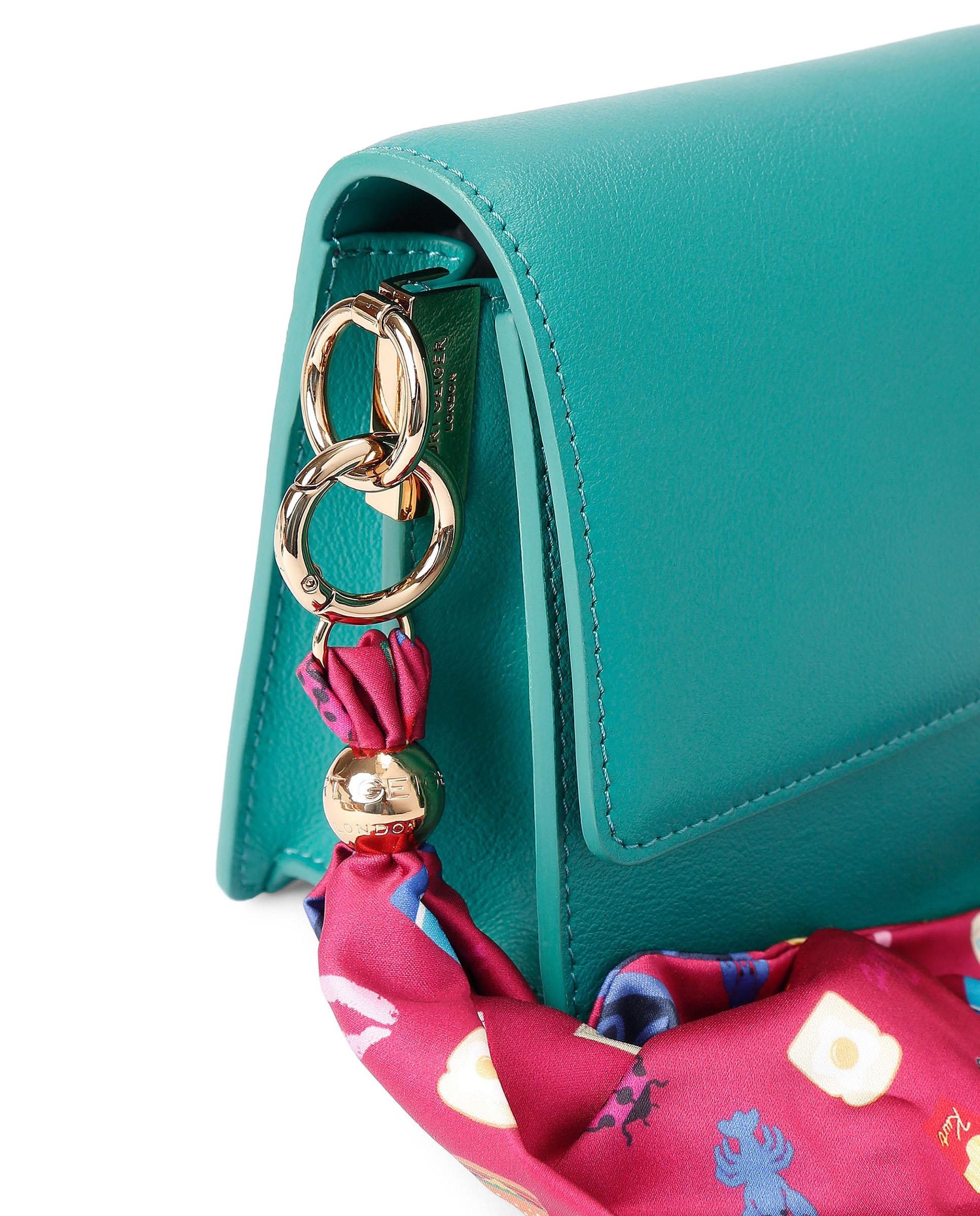 Bolso de hombro en piel con solapa decorada con cristales multicolor y detalles metálicos - Kurt Geiger - Petróleo Petróleo-5