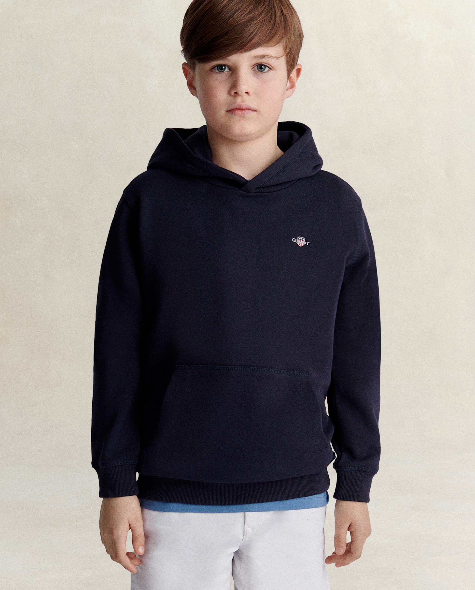 Sudadera de niño con capucha y bolsillo de canguro - Gant - Azul oscuro Azul oscuro-1