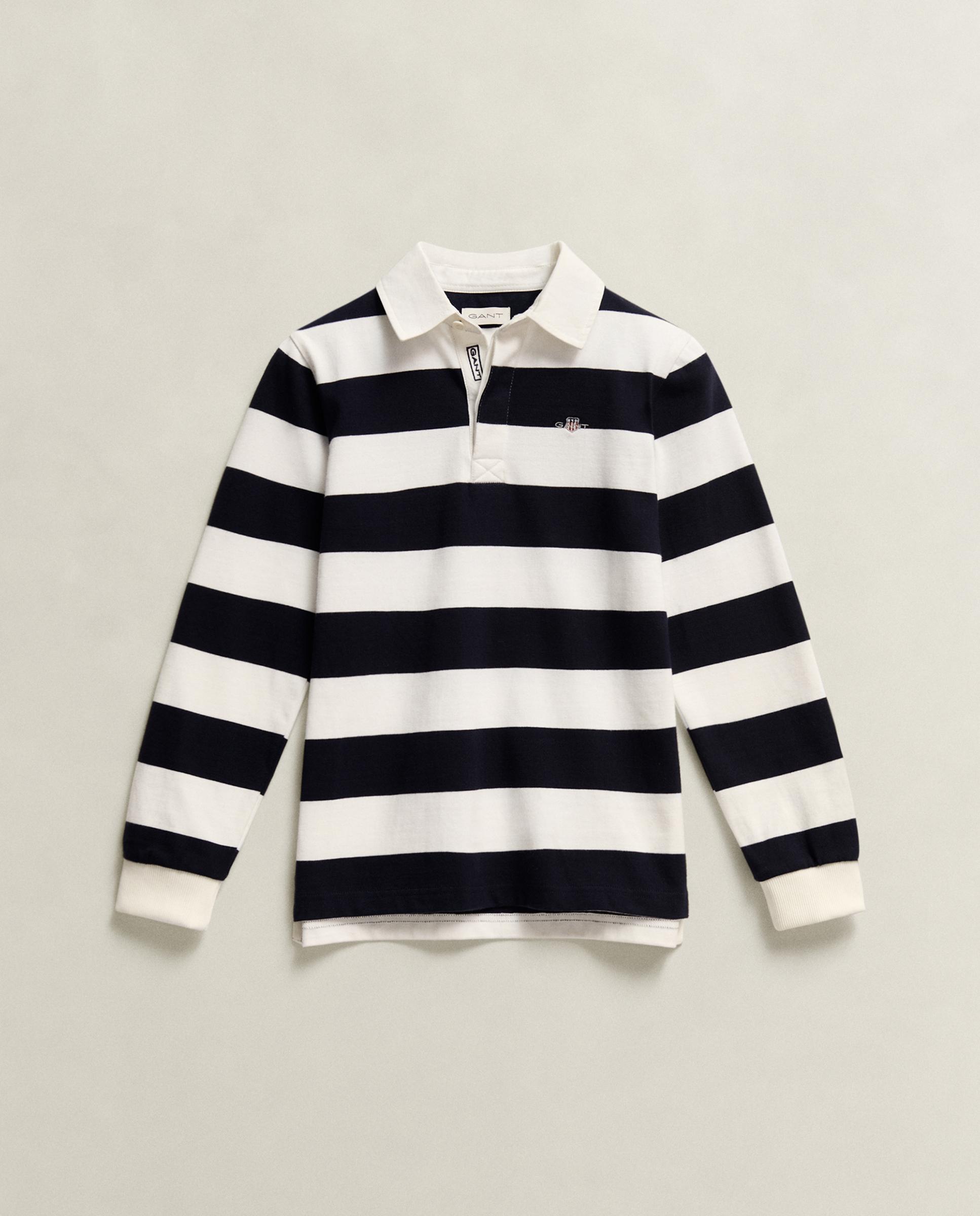 Polo de niño de manga larga a rayas - Gant - Azul / Blanco Azul / Blanco-5