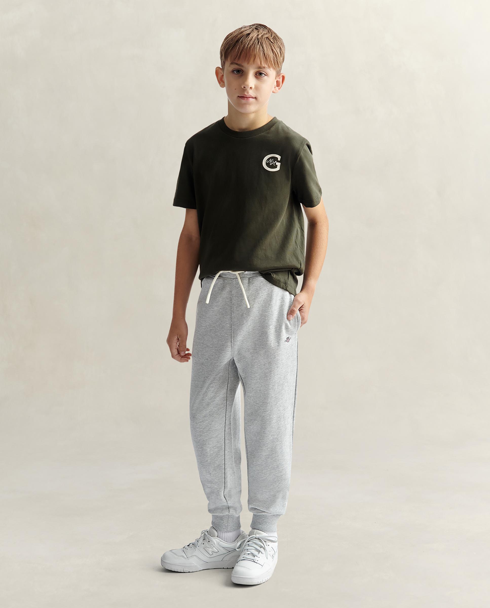 Pantalones deportivos de niño con ajuste de cordón y bolsillos laterales - Gant - Gris claro Gris claro-1