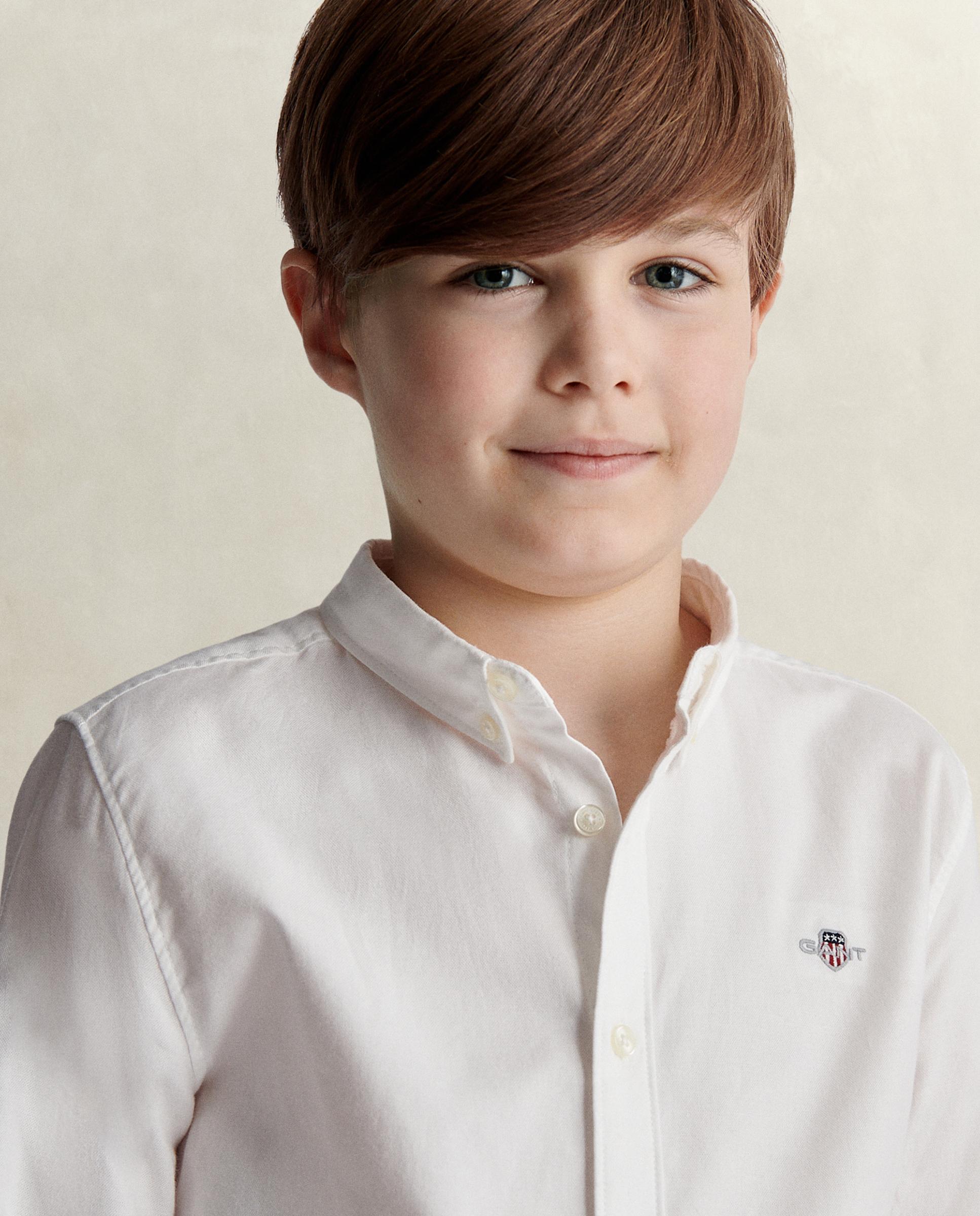 Camisa de niño oxford con logo en el pecho - Gant - Blanco Blanco-3