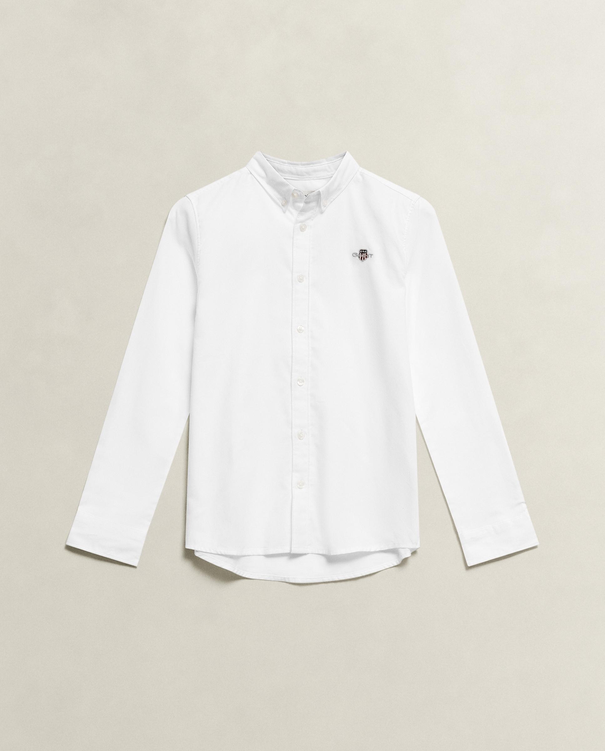 Camisa de niño oxford con logo en el pecho - Gant - Blanco Blanco-5