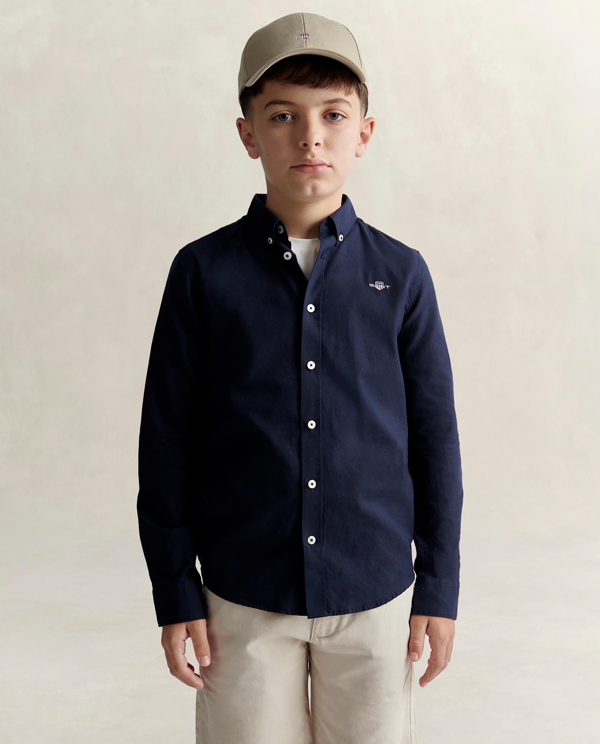 Camisa de niño oxford con logo en el pecho - Gant - Azul oscuro Azul oscuro-1