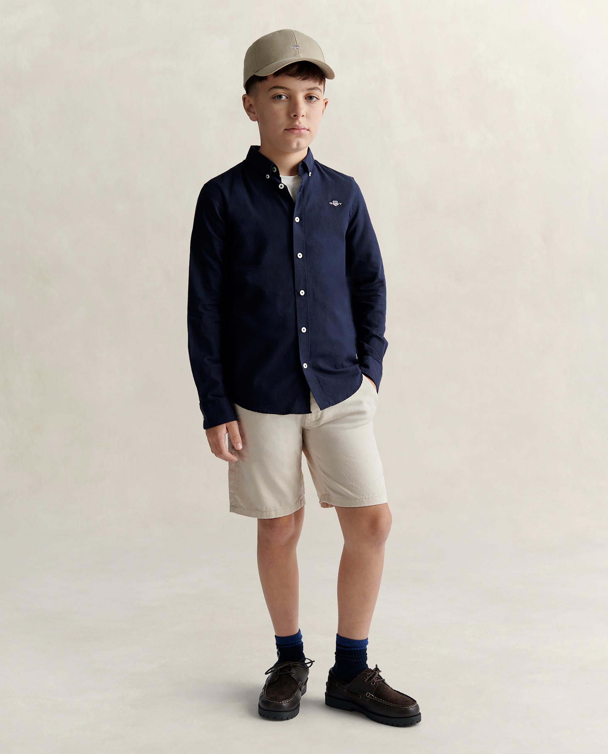 Camisa de niño oxford con logo en el pecho - Gant - Azul oscuro Azul oscuro-4