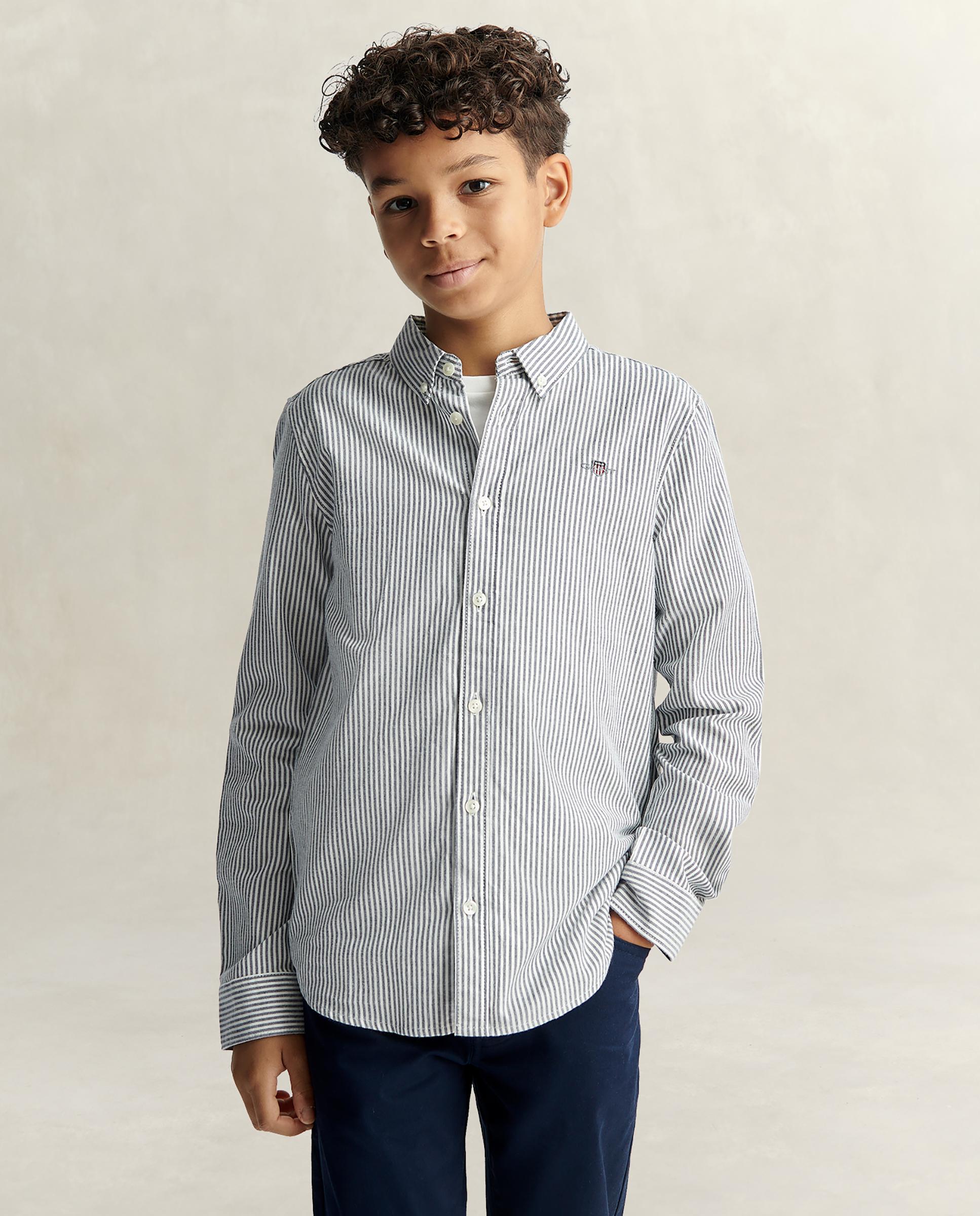 Camisa de niño oxford de rayas - Gant - Azul oscuro Azul oscuro-1