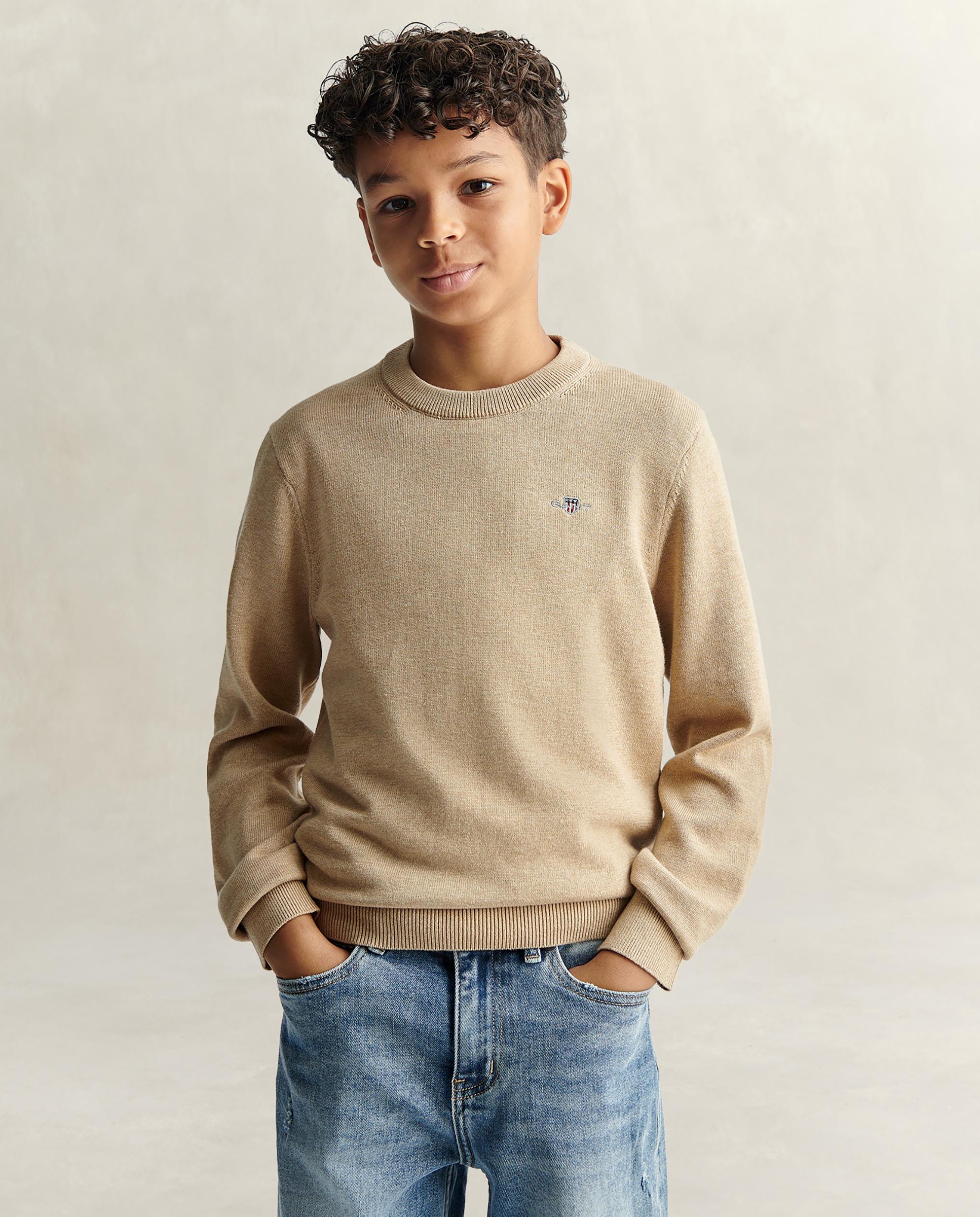 Jersey de niño de manga larga y cuello redondo - Gant - Beige Beige-1