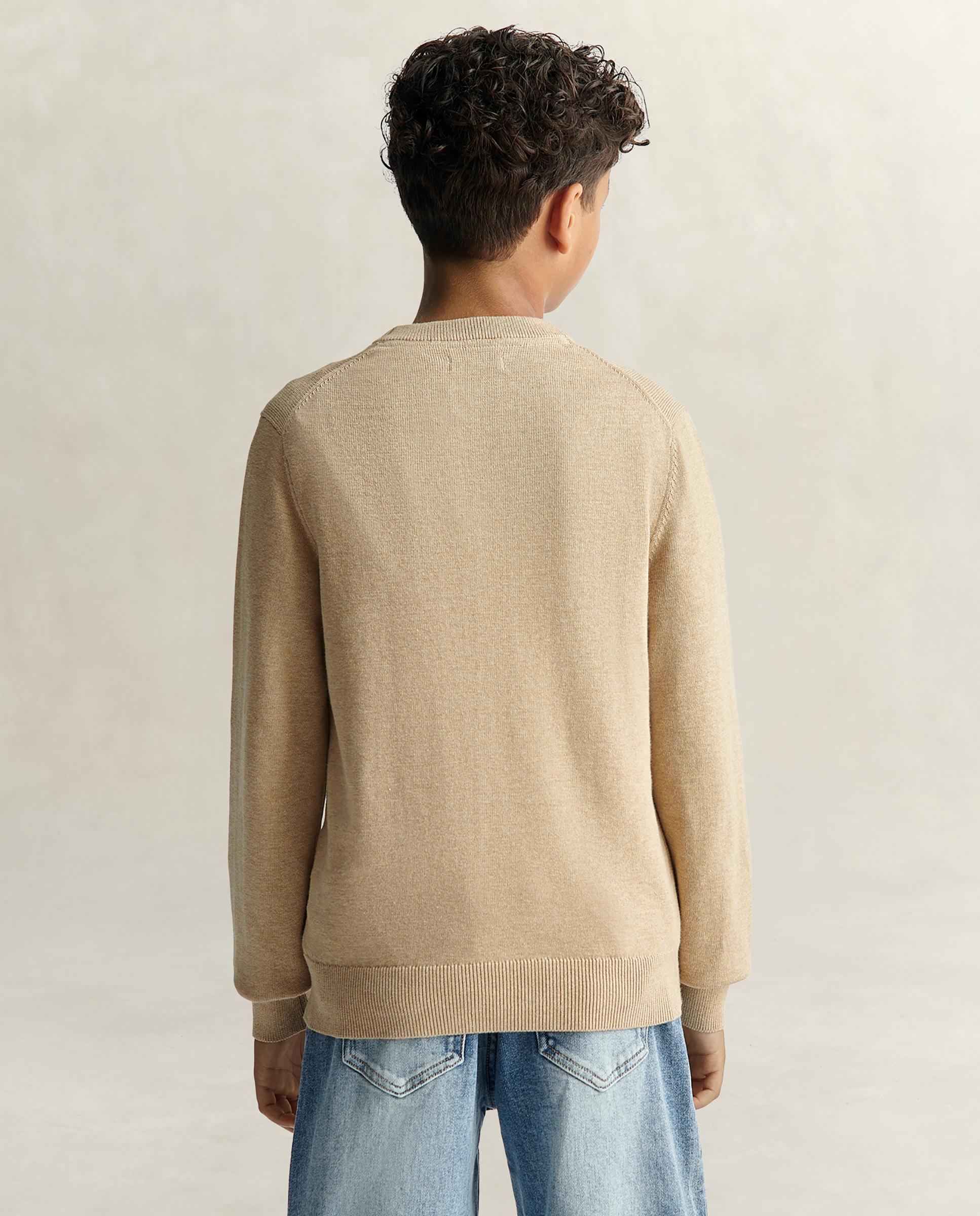 Jersey de niño de manga larga y cuello redondo - Gant - Beige Beige-2