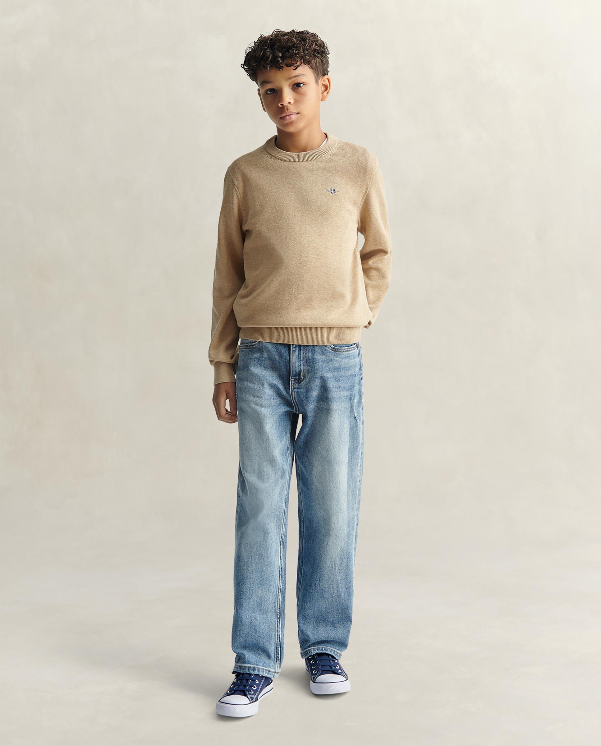 Jersey de niño de manga larga y cuello redondo - Gant - Beige Beige-4