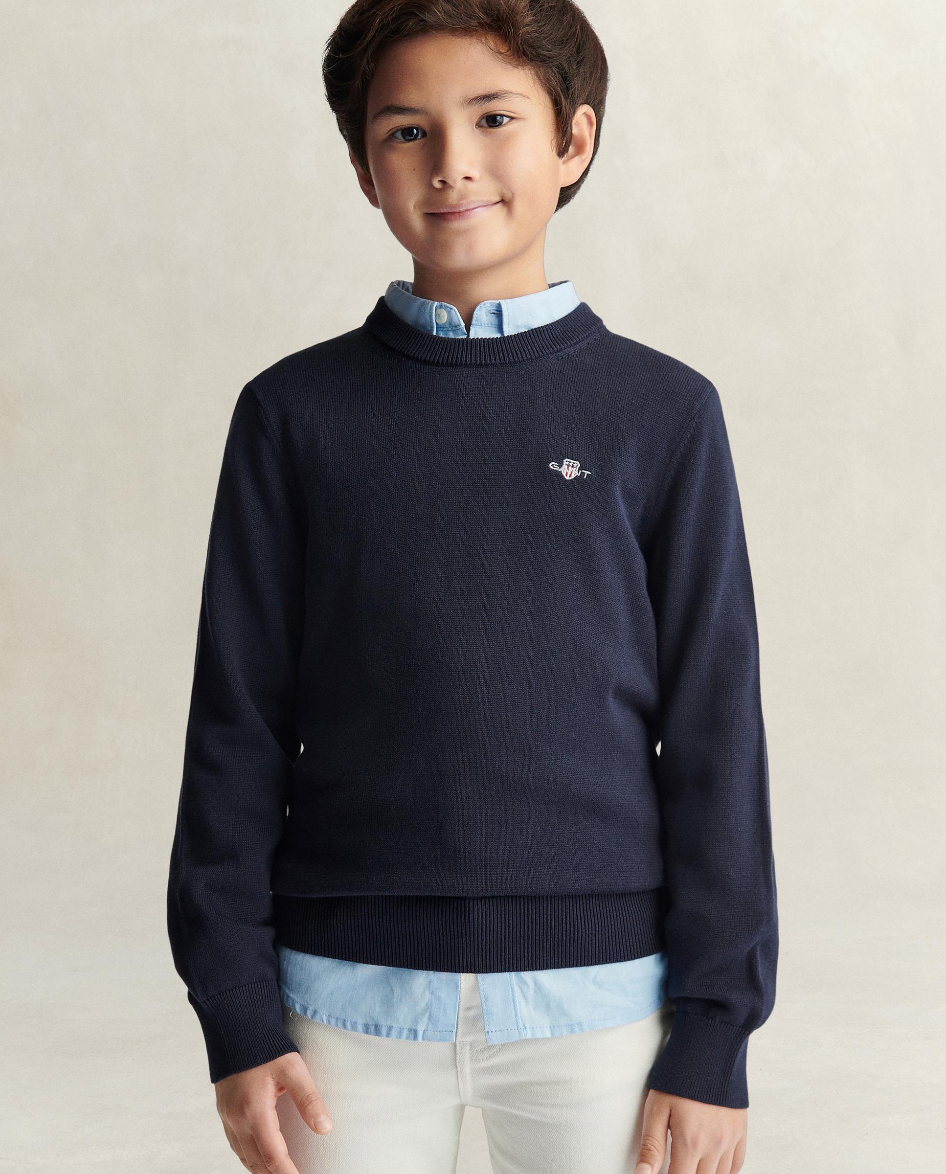 Jersey de niño de manga larga y cuello redondo - Gant - Azul oscuro Azul oscuro-1