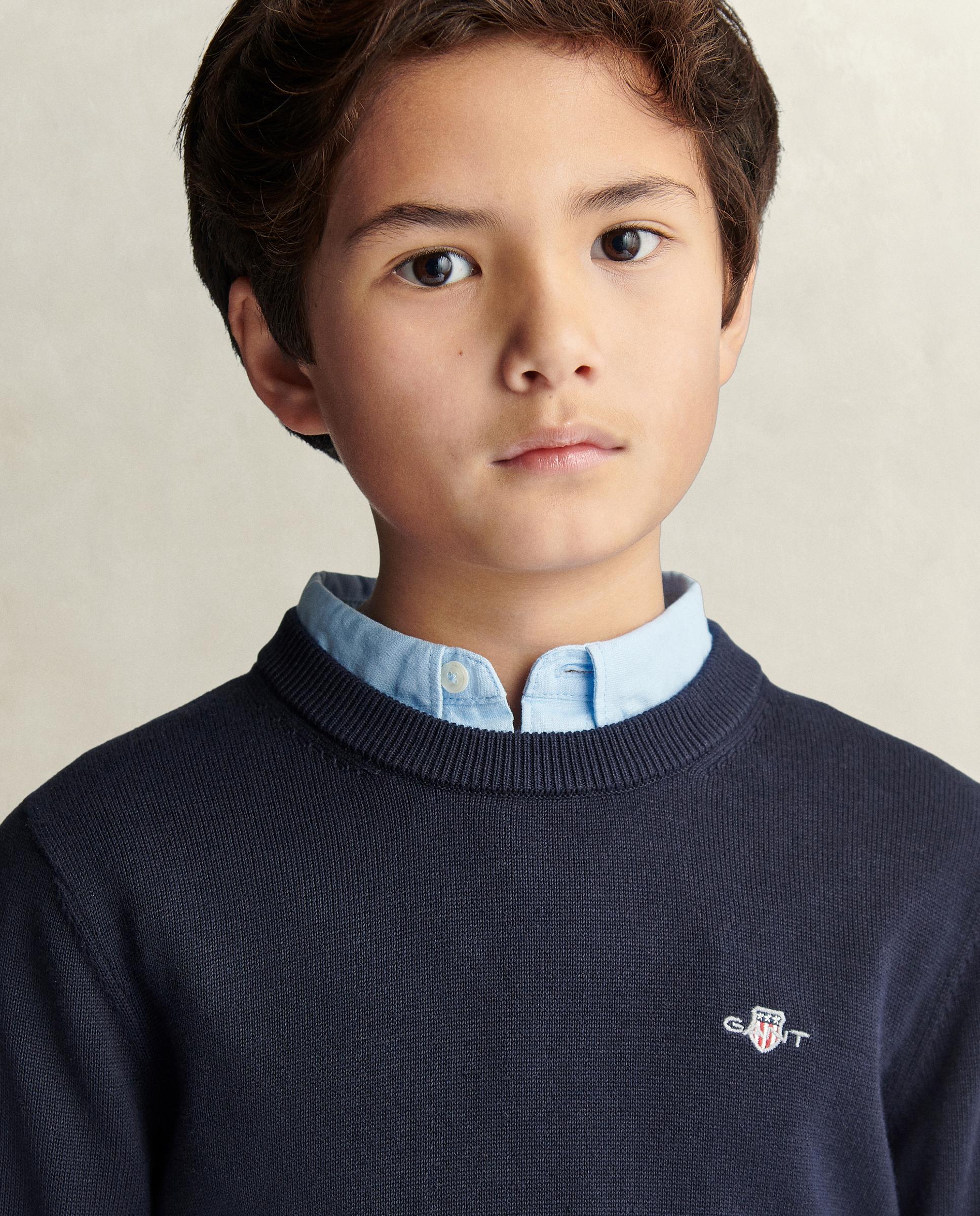 Jersey de niño de manga larga y cuello redondo - Gant - Azul oscuro Azul oscuro-3