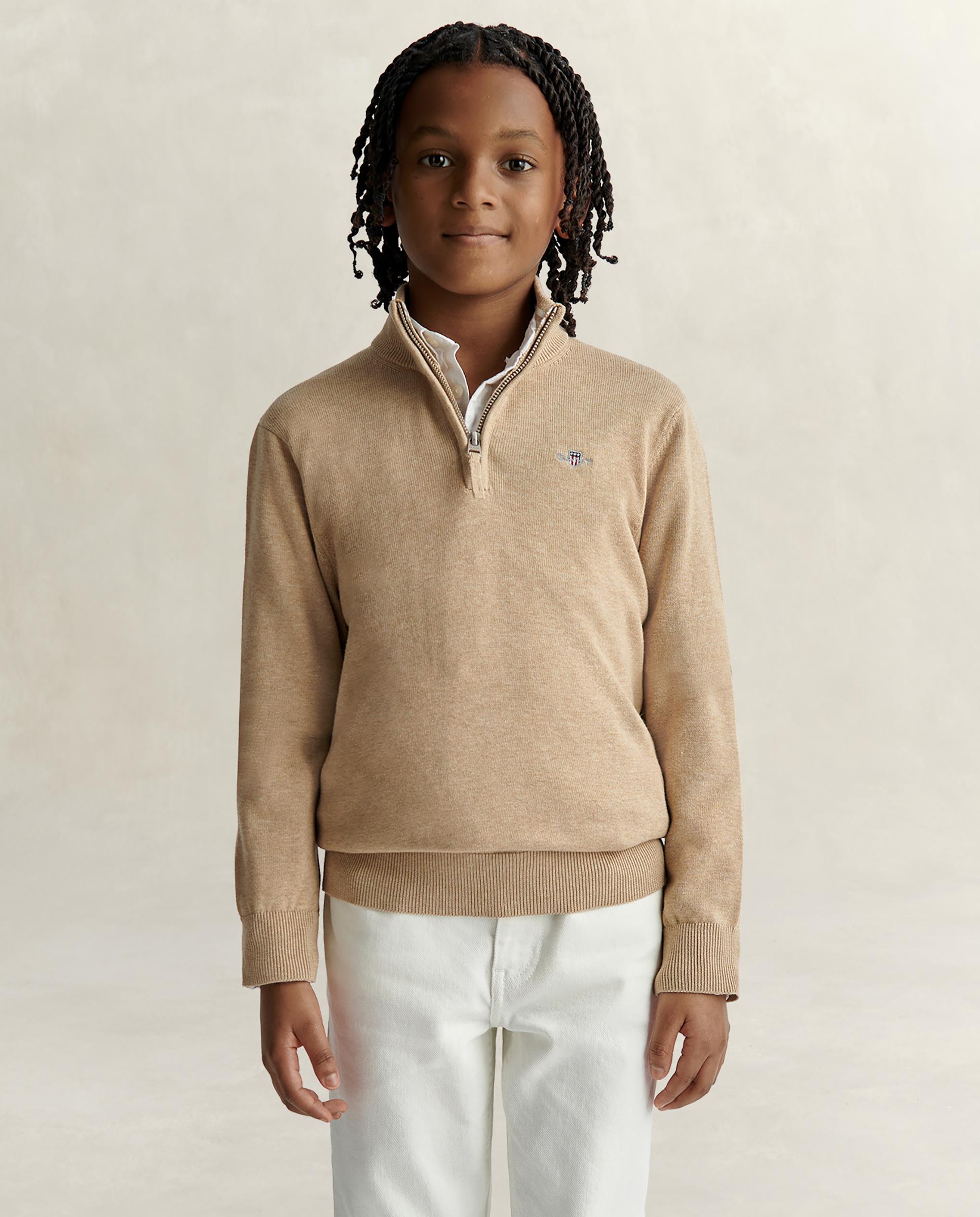 Jersey de niño de cuello alto con media cremallera - Gant - Beige Beige-1