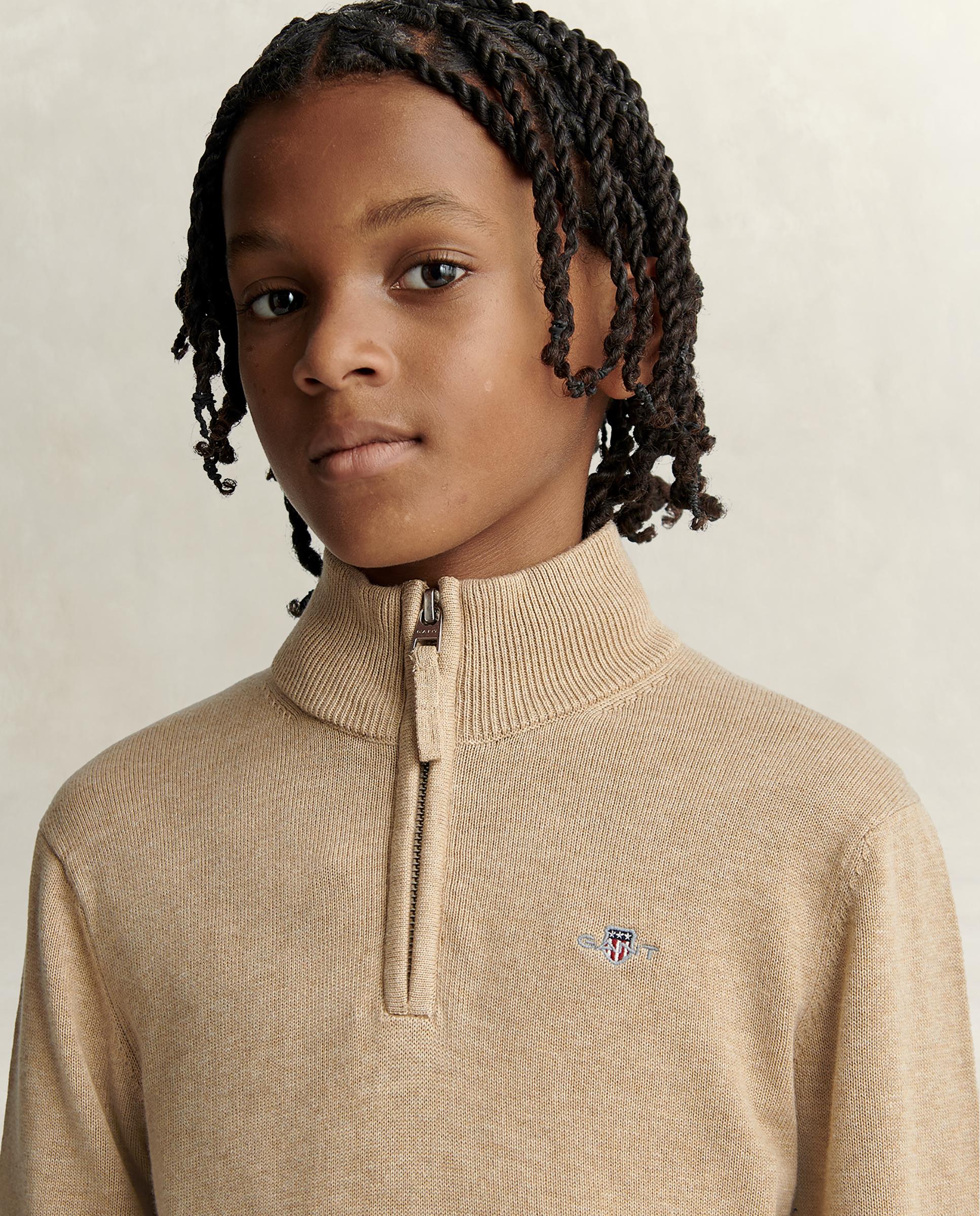 Jersey de niño de cuello alto con media cremallera - Gant - Beige Beige-3
