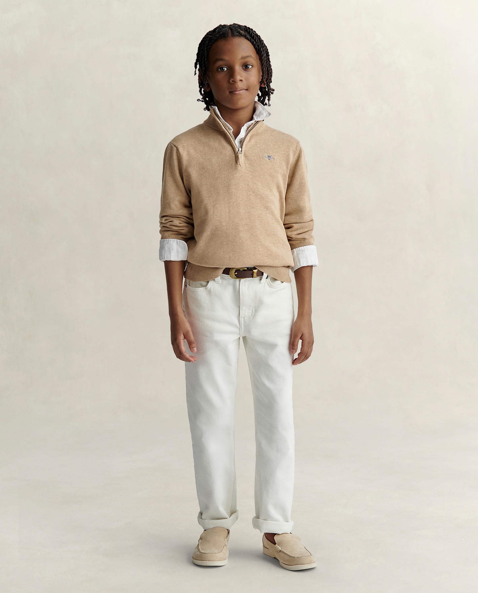 Jersey de niño de cuello alto con media cremallera - Gant - Beige Beige-4