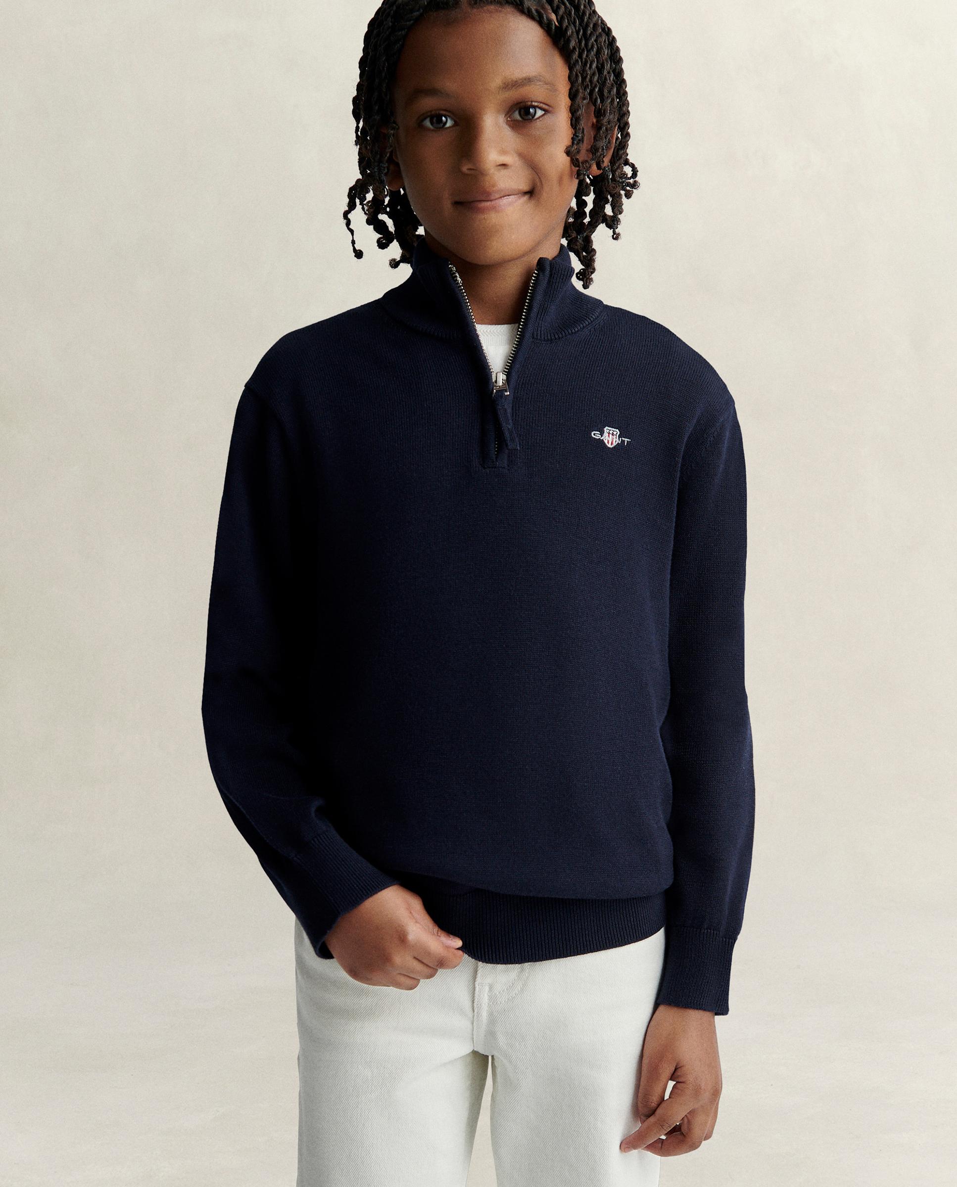 Jersey de niño de cuello alto con media cremallera - Gant - Azul oscuro Azul oscuro-1