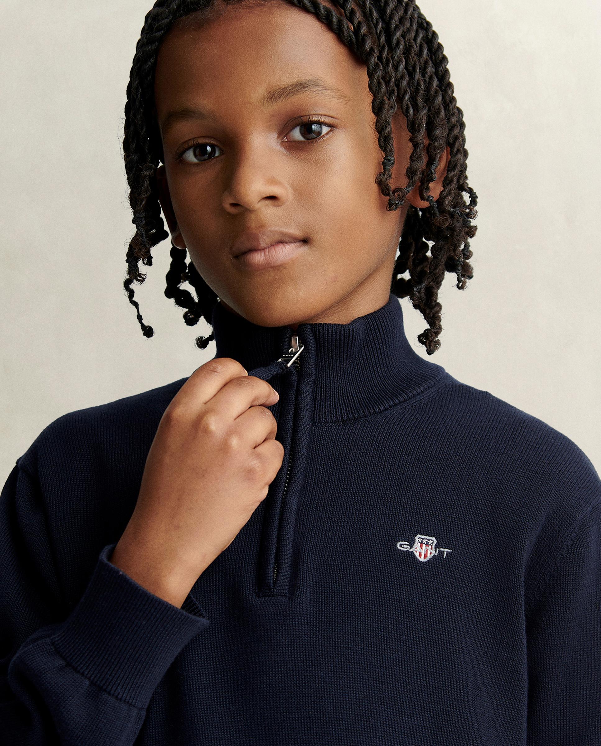 Jersey de niño de cuello alto con media cremallera - Gant - Azul oscuro Azul oscuro-3