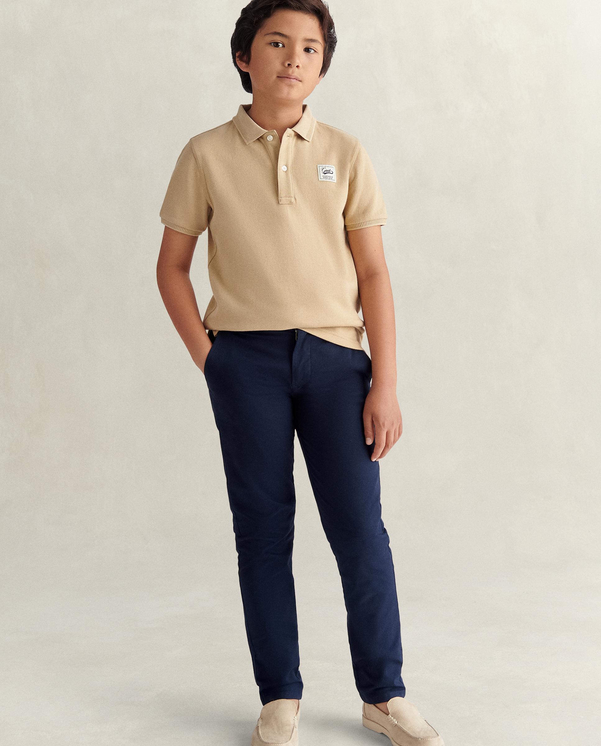 Chinos de niño con bolsillos ribeteados y cierre de cremallera - Gant - Azul marino Azul marino-1