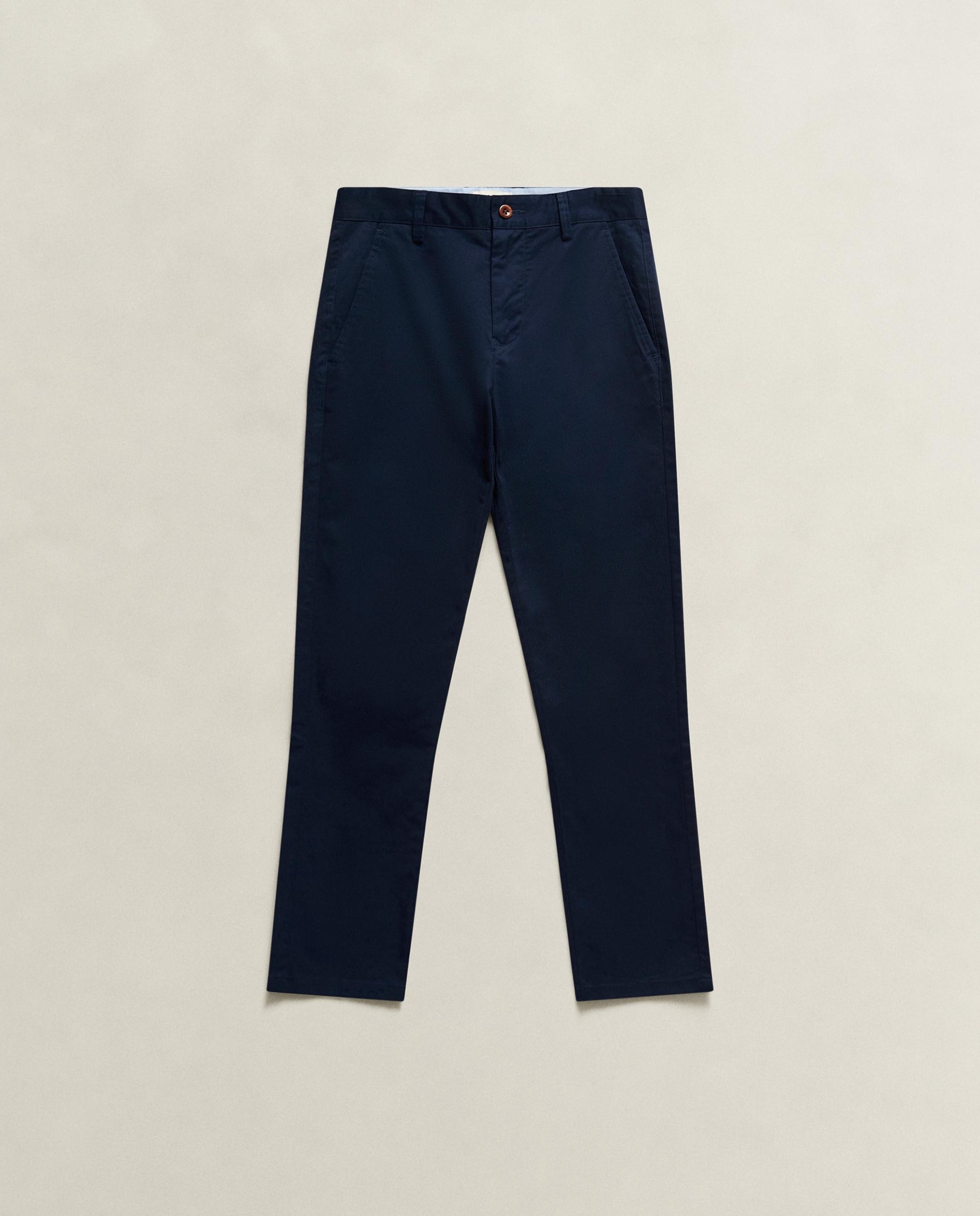Chinos de niño con bolsillos ribeteados y cierre de cremallera - Gant - Azul marino Azul marino-4