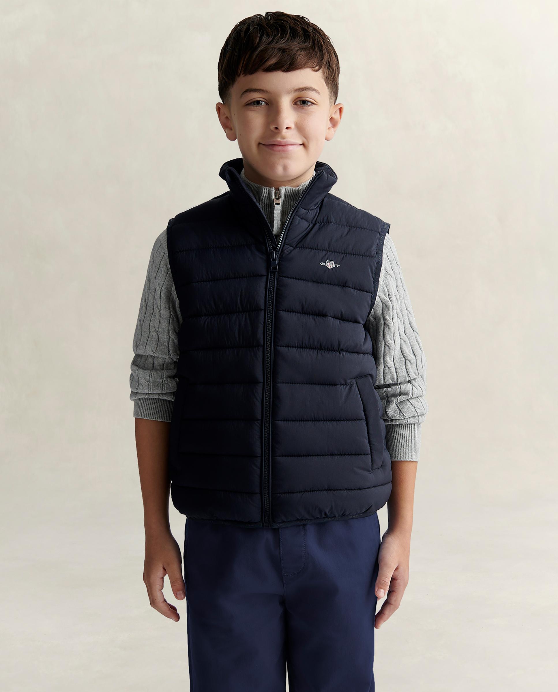 Chaleco de abrigo de niño con cierre de cremallera y cuello alto - Gant - Azul oscuro Azul oscuro-1