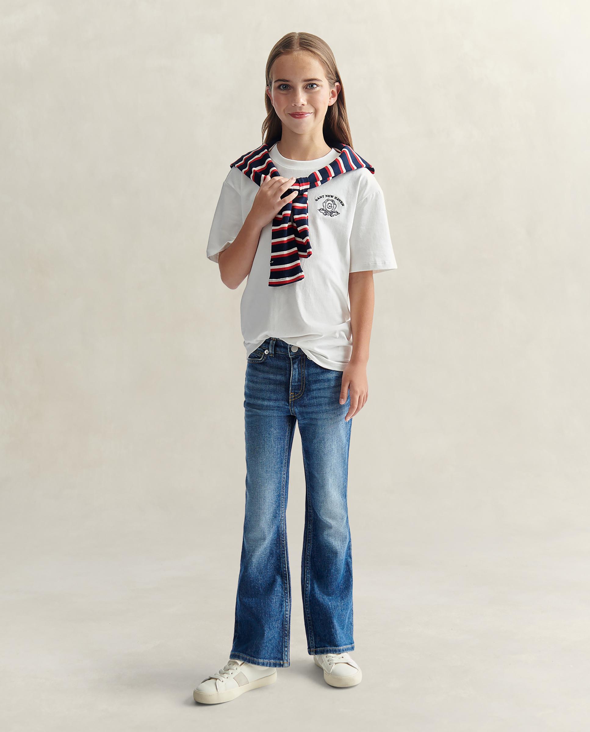 Imagen 4 de Camiseta de niña de cuello redondo y print en el pecho - Gant - Crema Crema