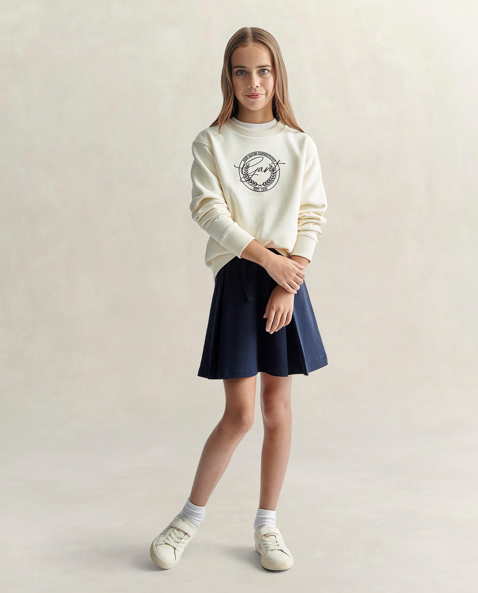 Imagen 4 de Sudadera de niña de cuello redondo con print en el pecho - Gant - Crema Crema