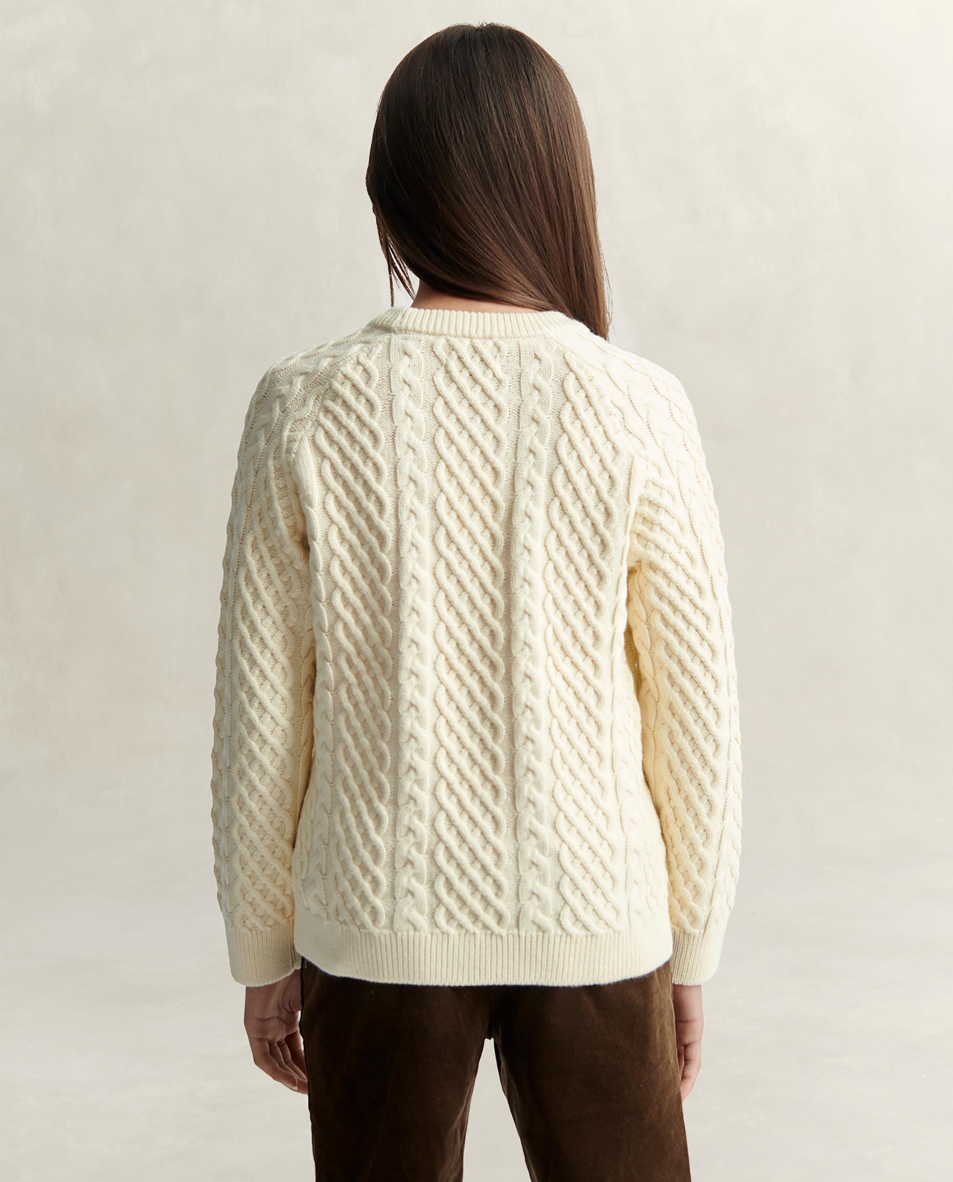 Imagen 2 de Jersey de niña de punto de ochos y cuello redondo - Gant - Crema Crema