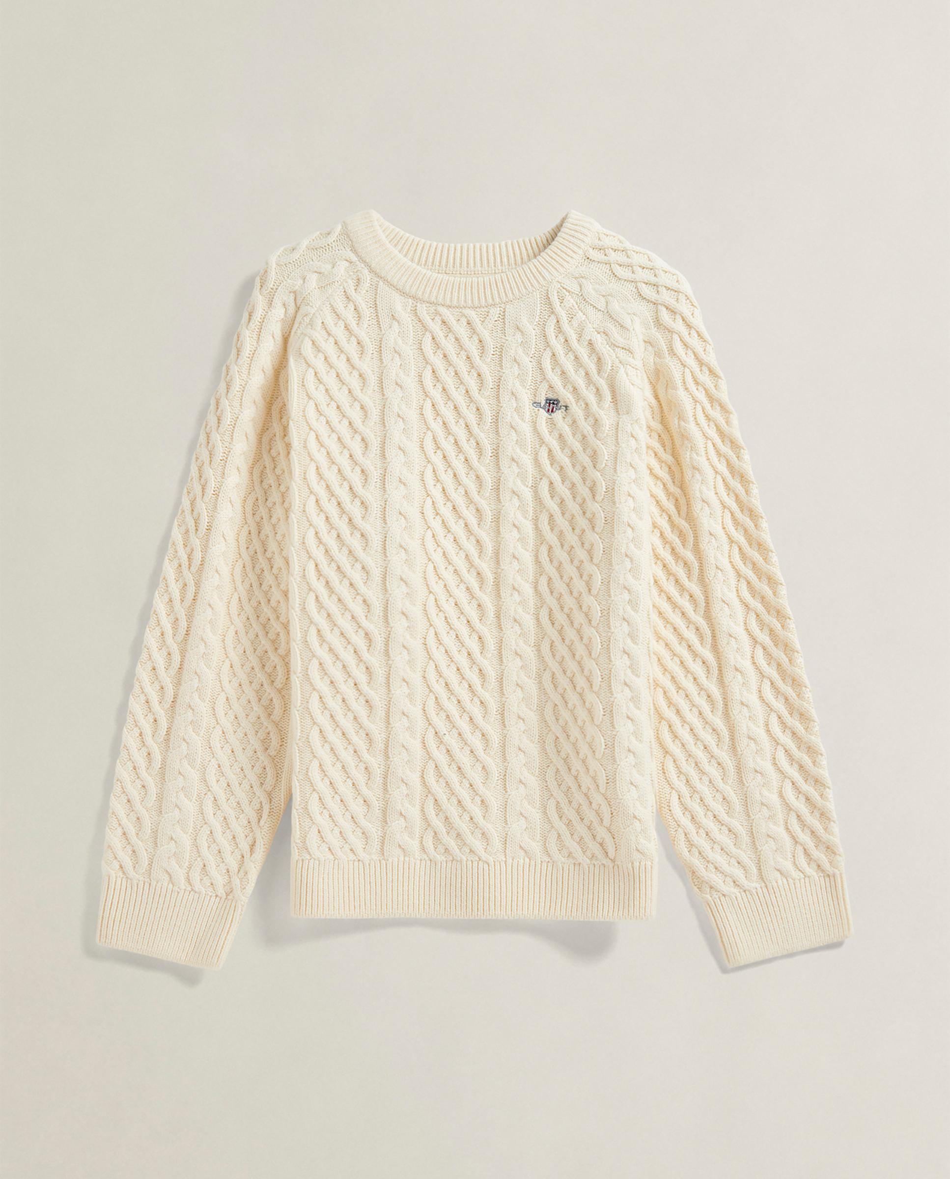 Imagen 5 de Jersey de niña de punto de ochos y cuello redondo - Gant - Crema Crema