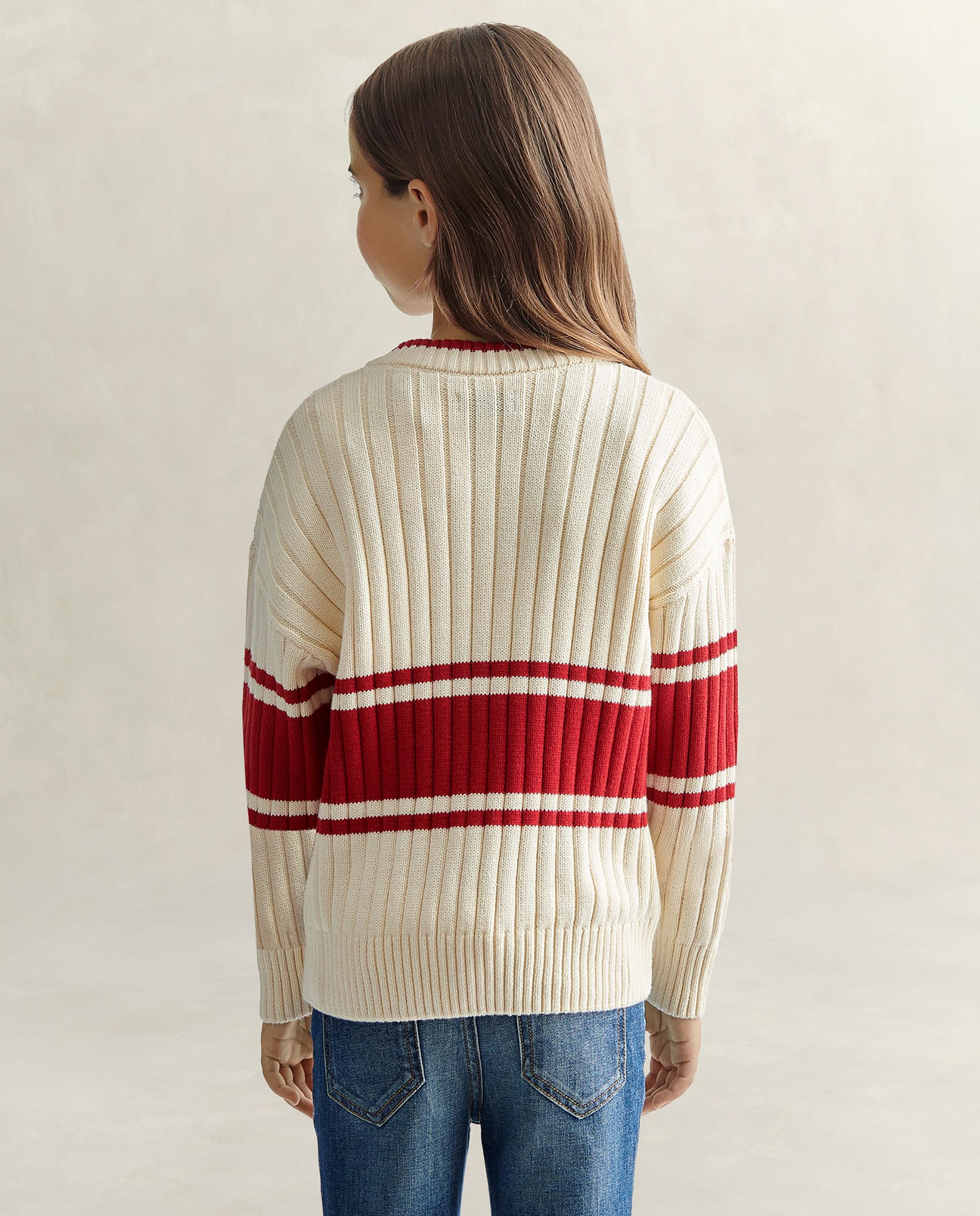 Imagen 2 de Jersey de niña con cuello de pico y color a contraste - Gant - Crema Crema