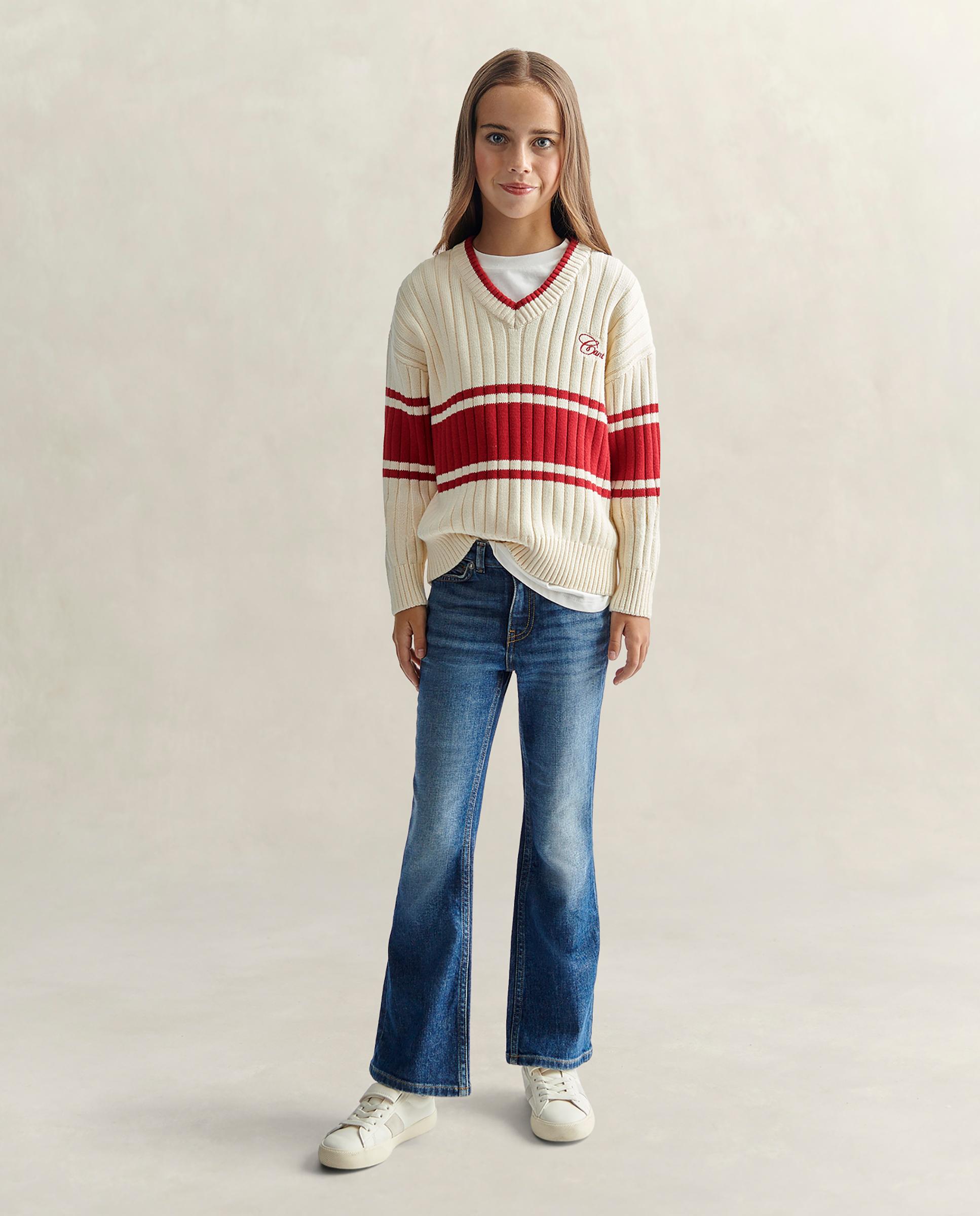 Imagen 4 de Jersey de niña con cuello de pico y color a contraste - Gant - Crema Crema