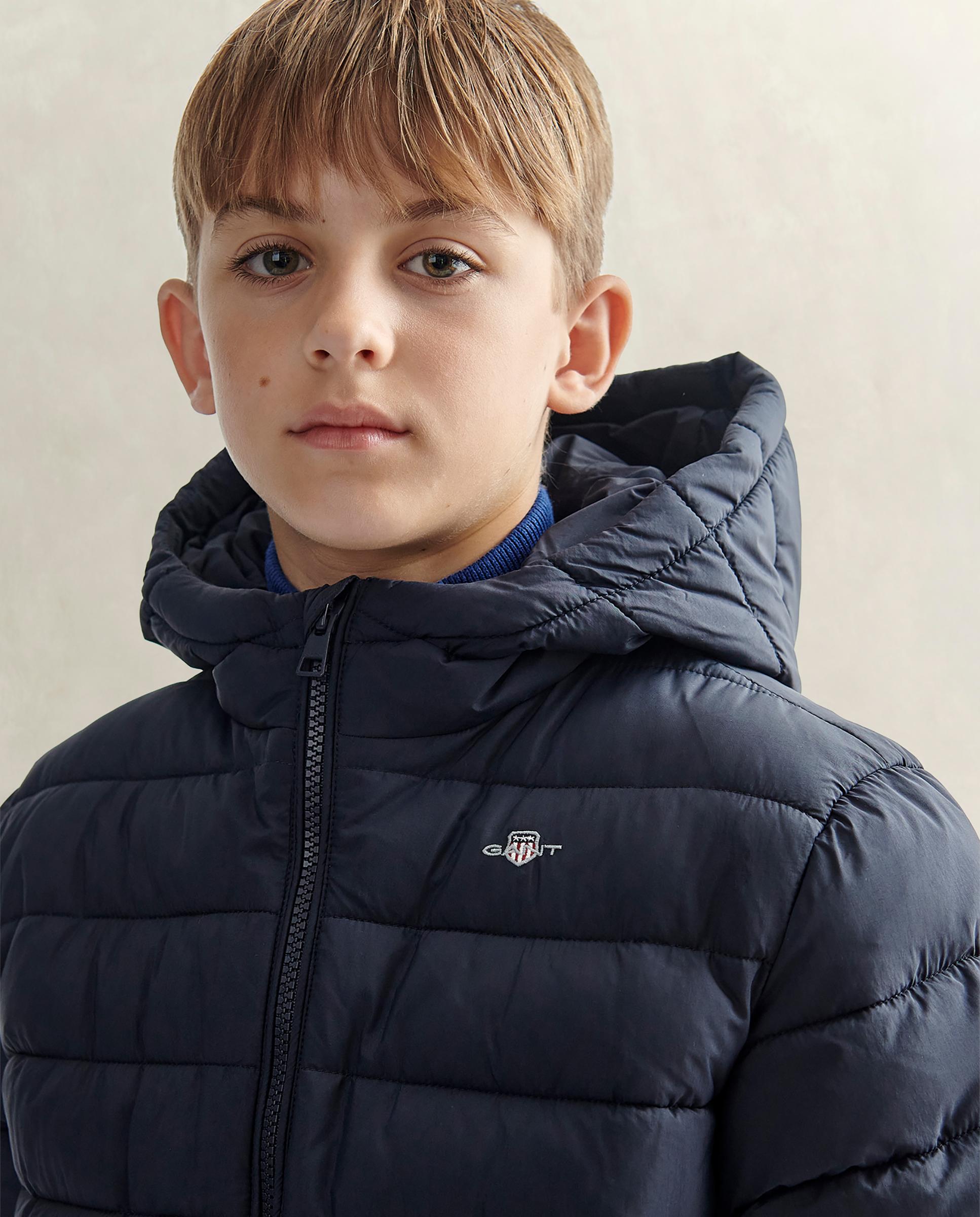 Plumifero de niño con logo gant y capucha - Azul oscuro Azul oscuro-3