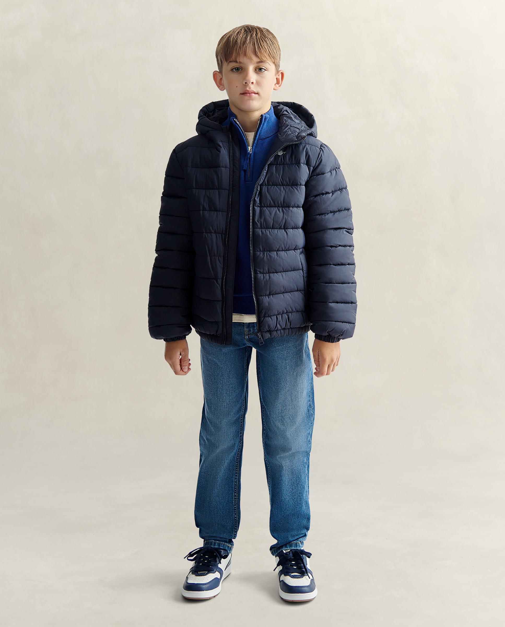 Plumifero de niño con logo gant y capucha - Azul oscuro Azul oscuro-4