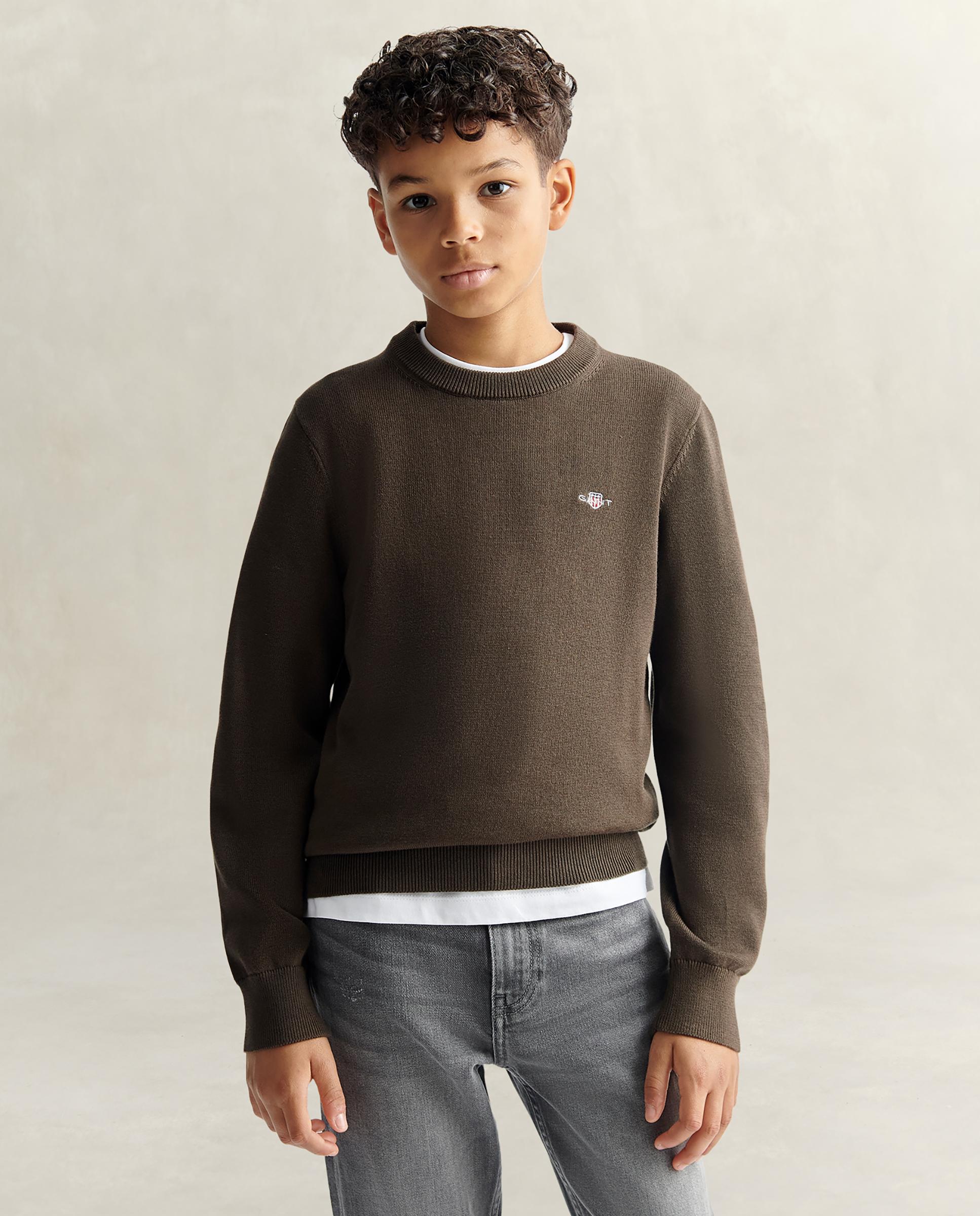 Jersey de niño de manga larga y cuello redondo - Gant - Marrón Marrón-1