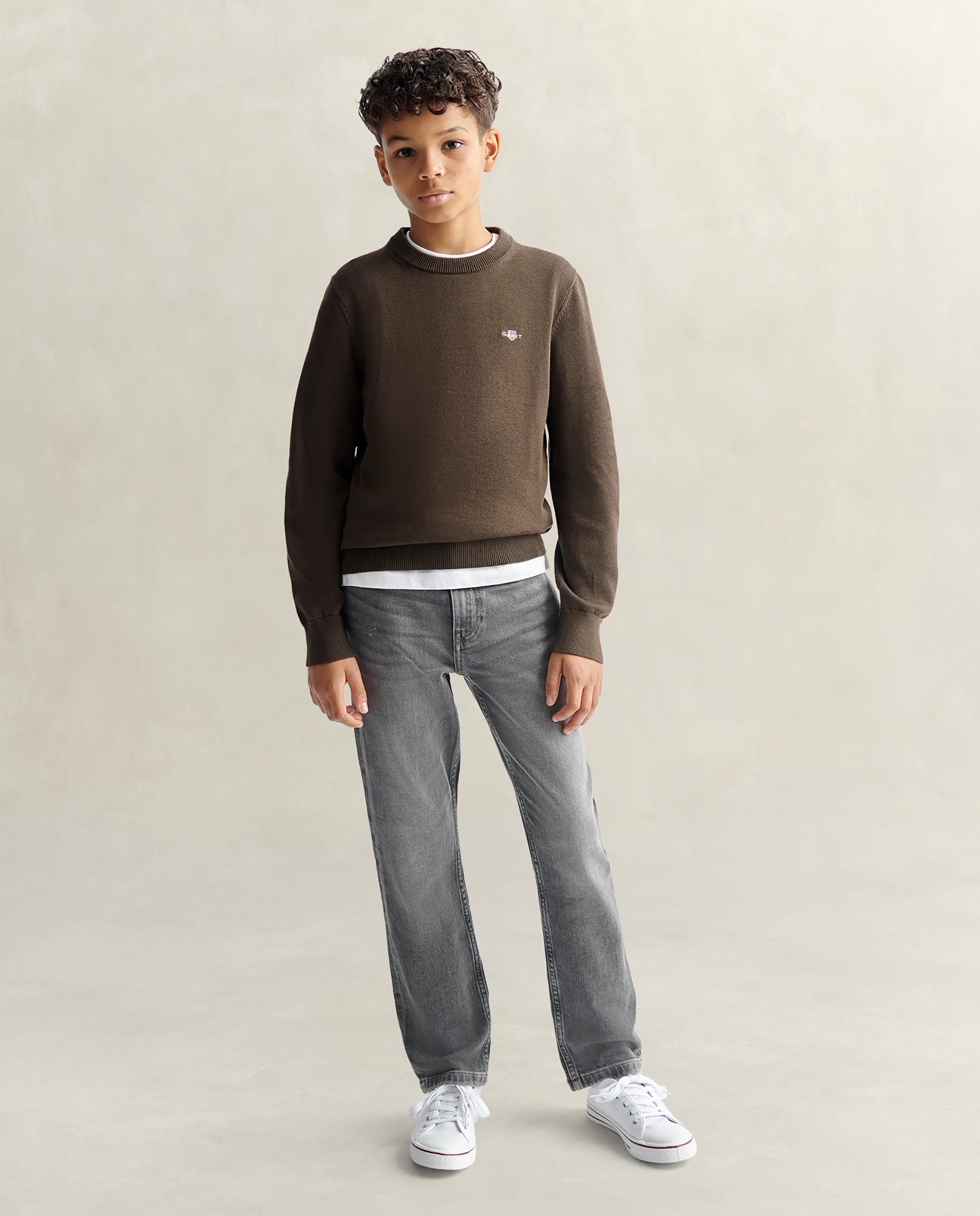 Jersey de niño de manga larga y cuello redondo - Gant - Marrón Marrón-3