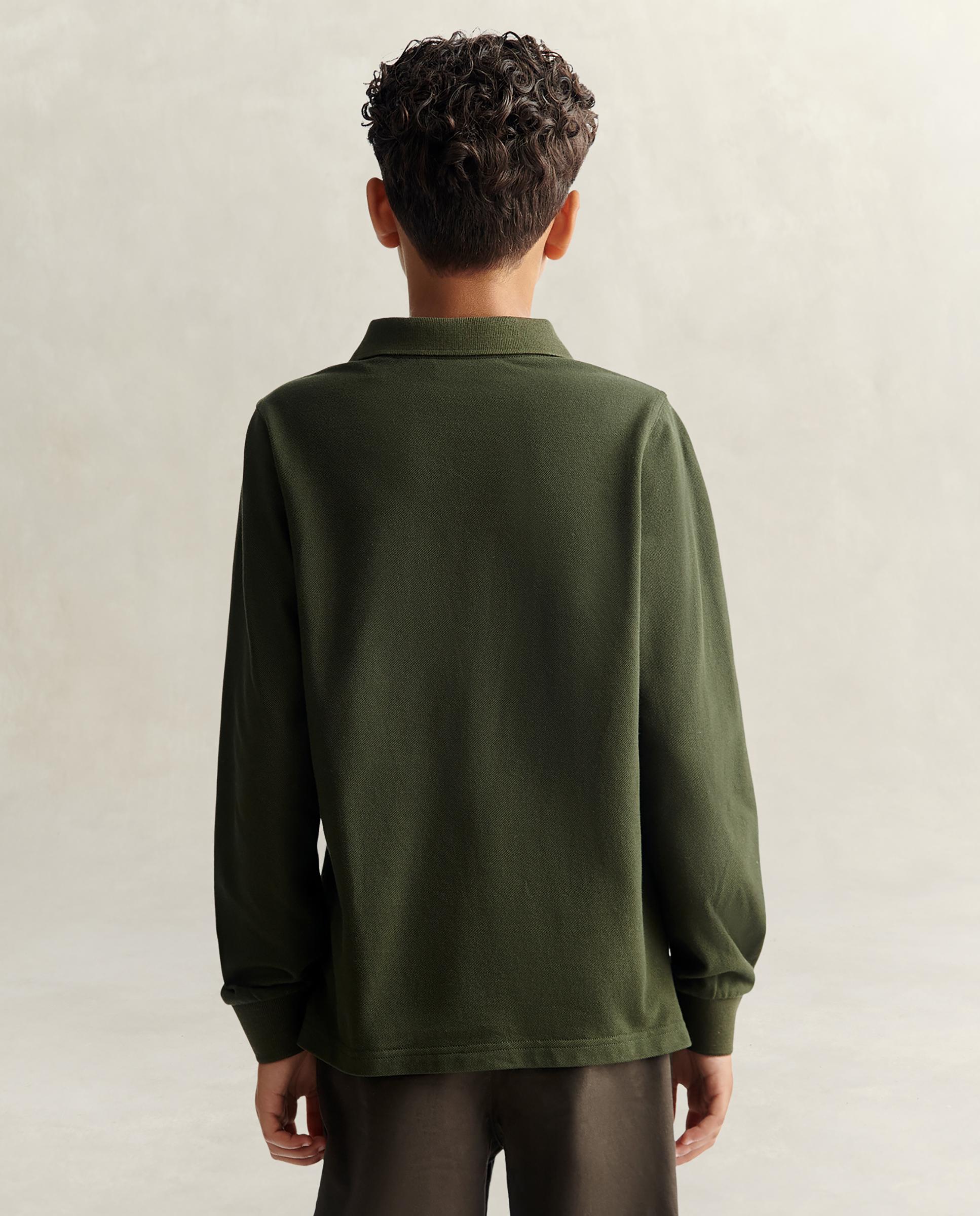 Polo de niño de manga larga y logo - Gant - Verde Verde-2