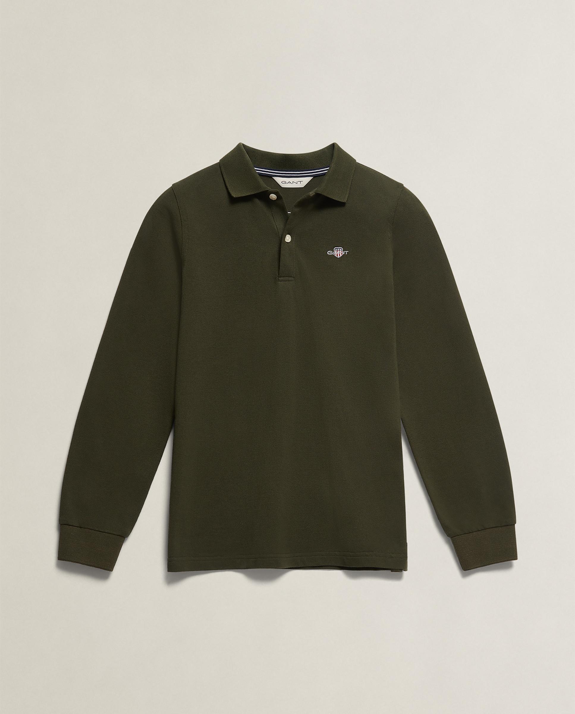 Polo de niño de manga larga y logo - Gant - Verde Verde-4